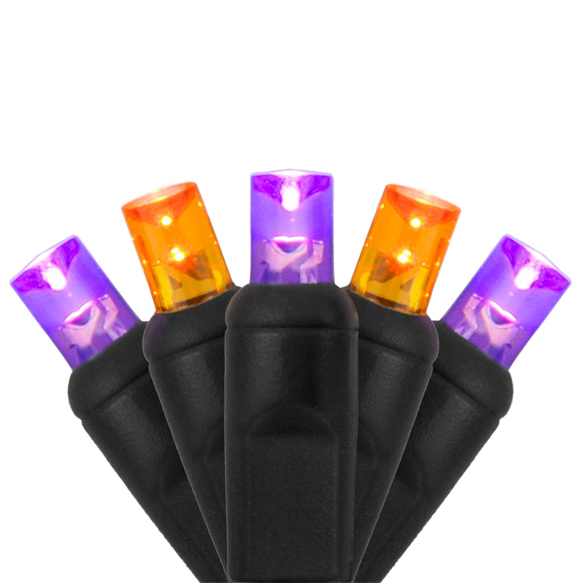Wintergreen Lighting LED Mini Light Set, 70 Lights, 24 ft, Purple/Orange, Indoor/Outdoor, Black Wire, UL Certified, Model IOS-2-35-2