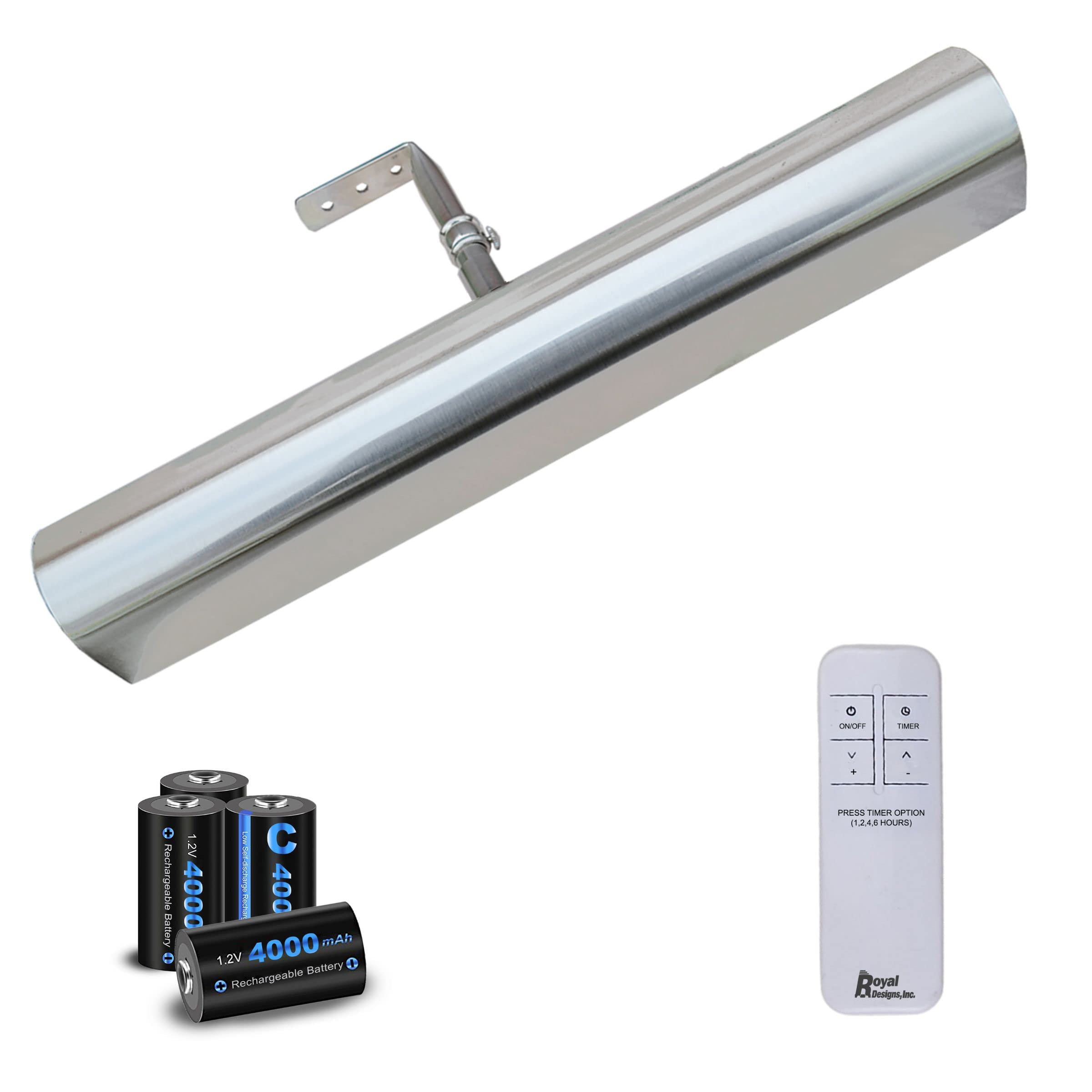 Royal Designs, Inc. Cordless Remote Control Led Picture Light, Dimmable With Timer Function, Brushed Nickel, 14.75 Inches, 2 Pac