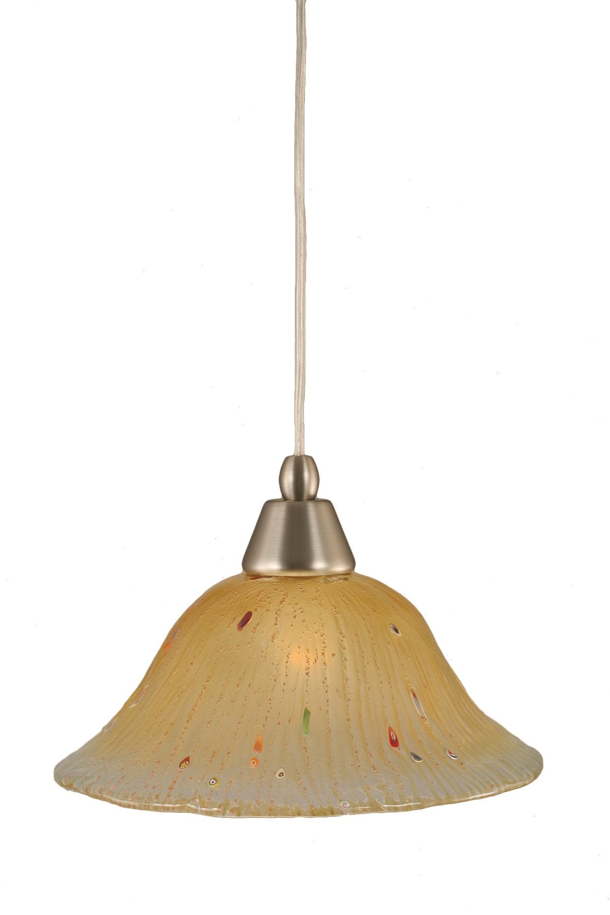 Toltech Lighting 22-Bn-730 10-Inch Cord Mini-Pendant Light Brushed Nickel Finish With Amber Crystal Glass