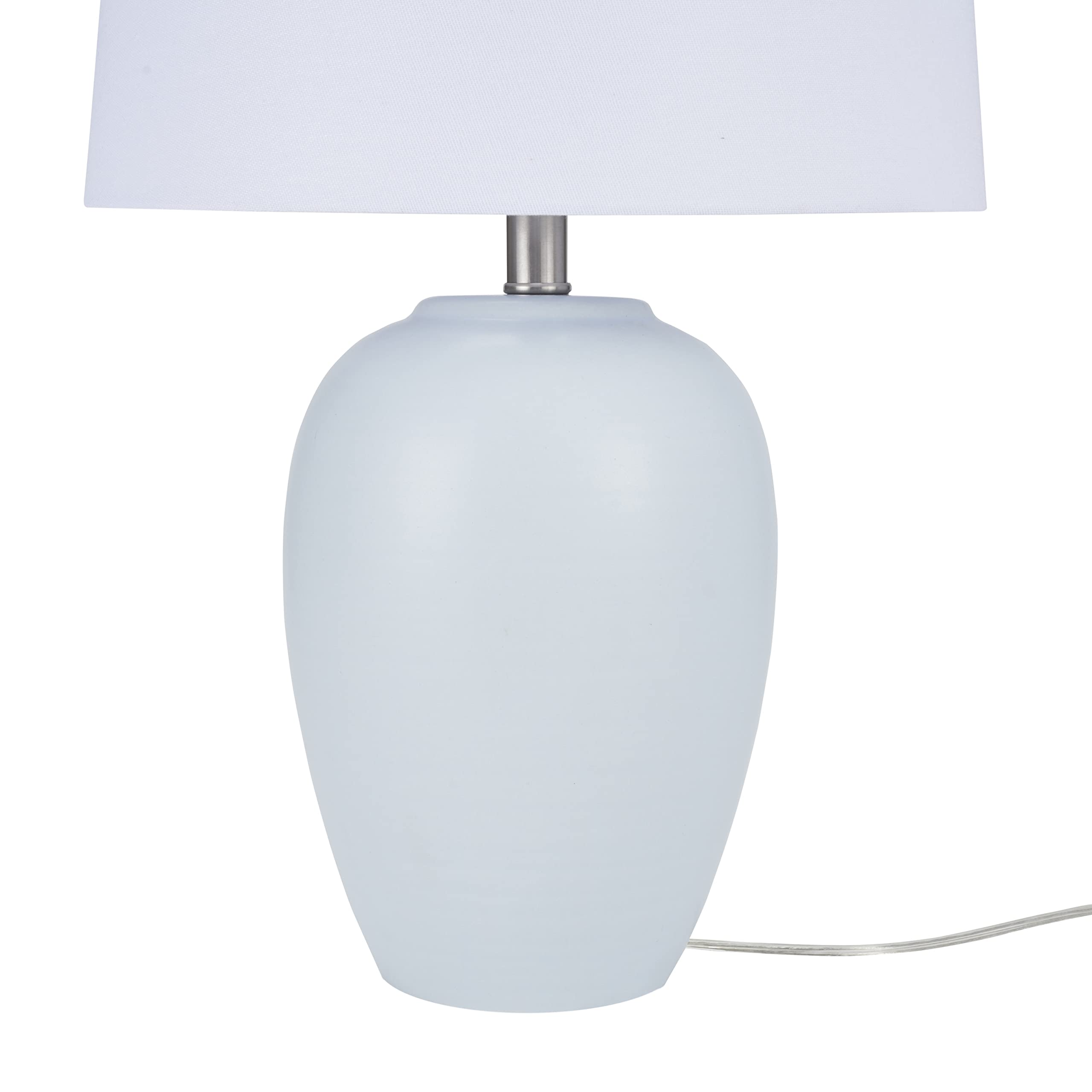 Nourison Coastal Blue Ceramic Table Lamp, 23", White Shade, Ideal for Bedroom, Living Room, Dining Entryway