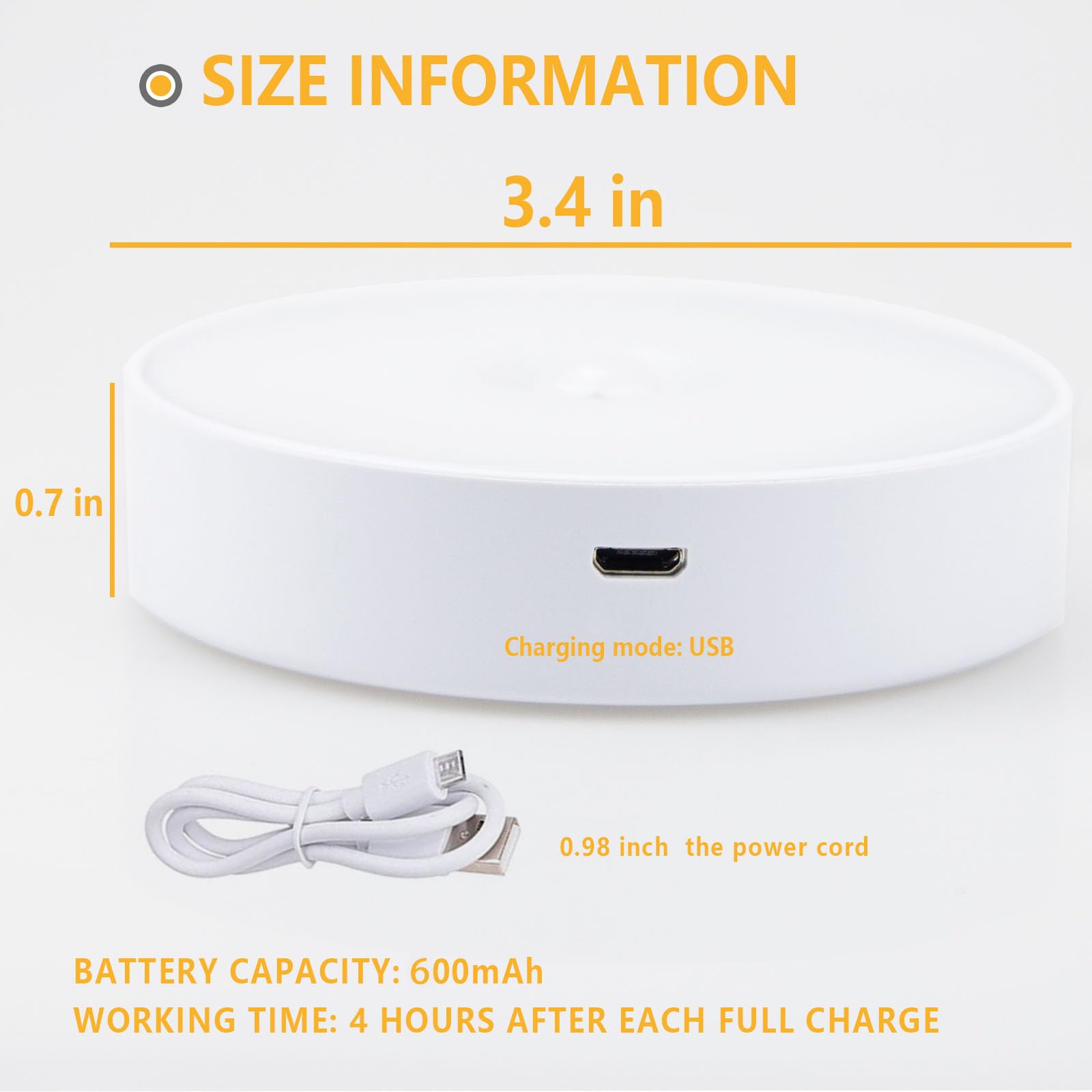Lavaed 4 Pack Motion Sensor Puck Lights Indoor Led Closet Lights Usb Rechargeable Battery Powered Night Light 9Leds 6000K Dimmab