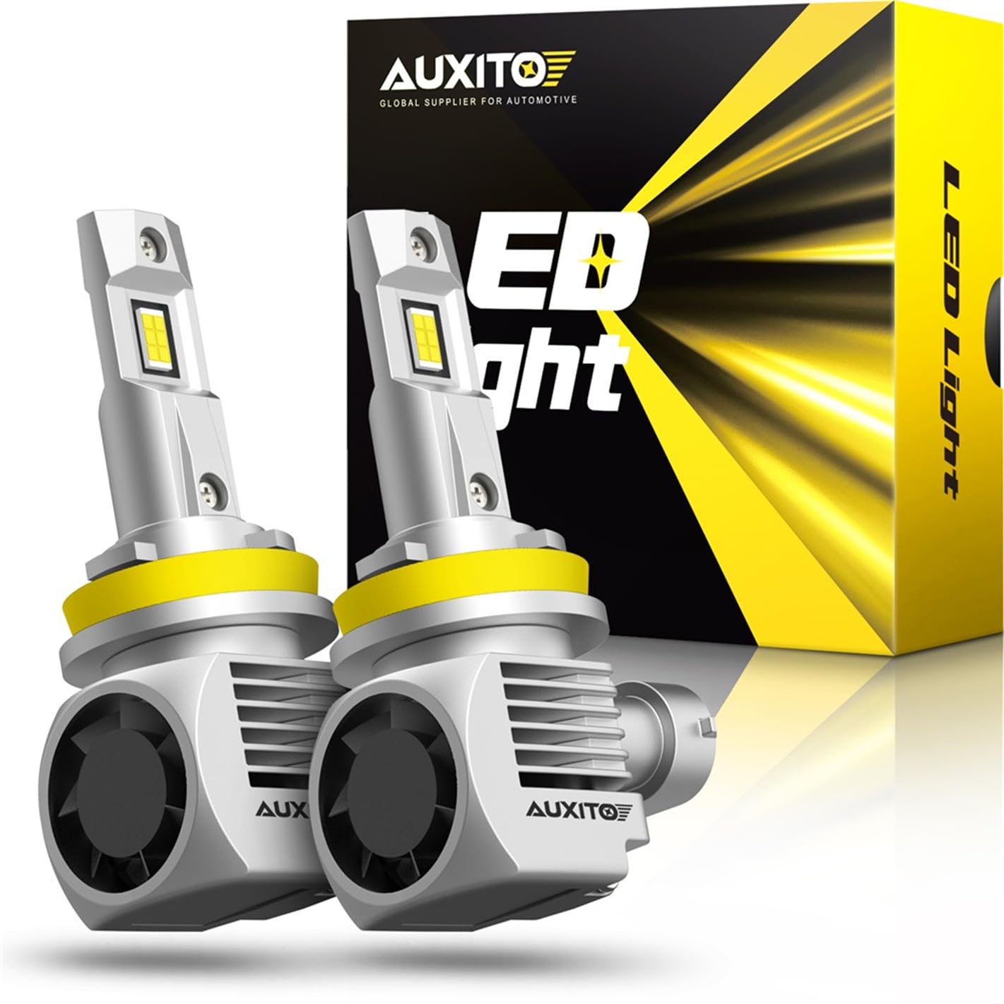AUXITO H11L Light Bulbs, 900% Brightness, 6000K Cool White, 360° Illumination, H11/H8/H9, Easy Installation, Pack