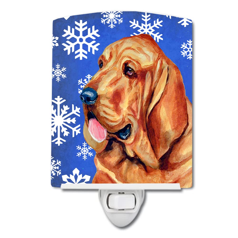 Carolines Treasures Night Light, Ceramic, Bloodhound Design, UL-Certified, 6x4x3 Inches, Holiday Snowflakes