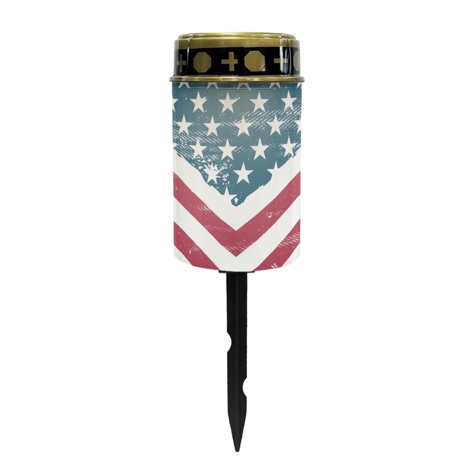 Psesaysky American Flag Solar Powered Lights Multipurpose Solar Garden Stake Lights Cemetery Decorations for Grave Decorative Me