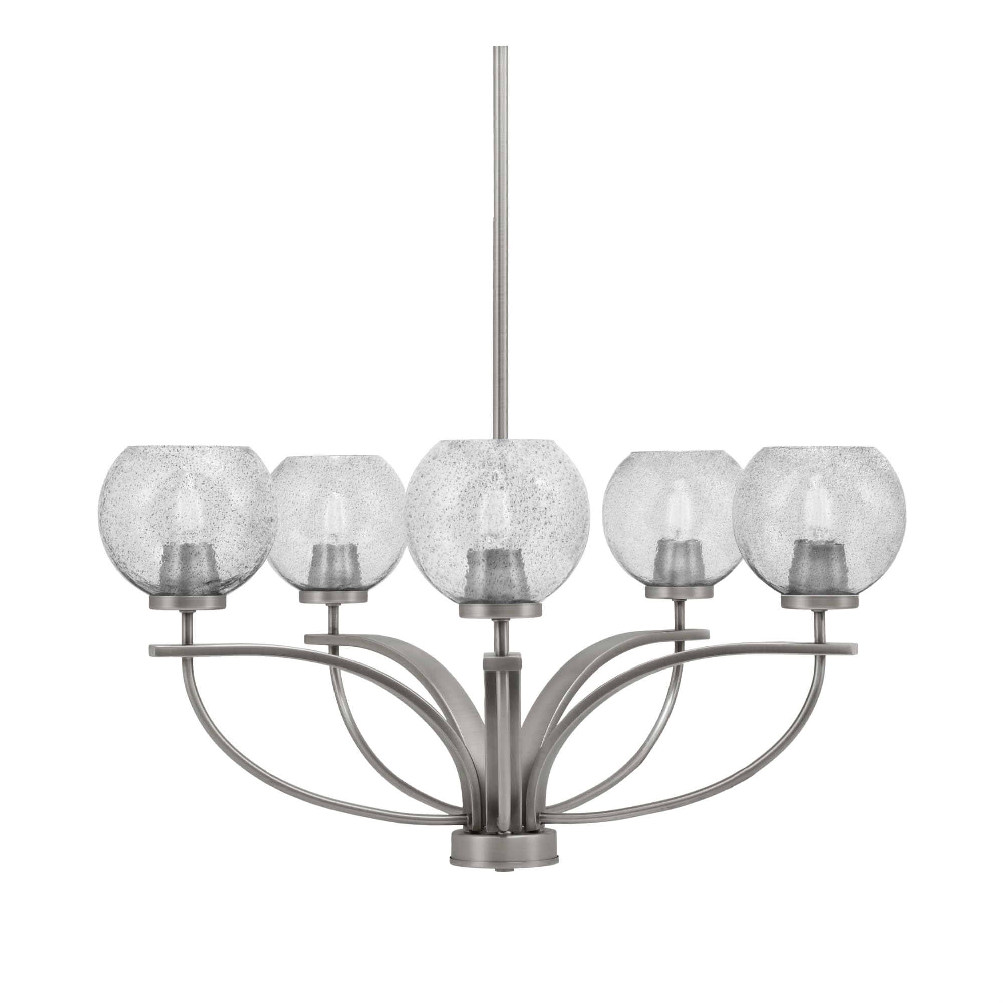 Toltec Lighting Cavella 5 Light, Uplight Chandelier, Graphite Finish, 5.75&quot; Smoke Bubble Glass