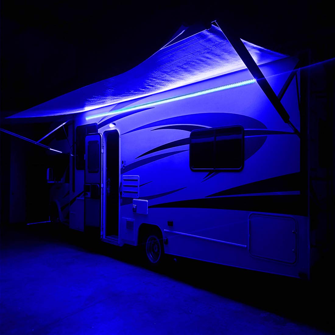 Seagenck RV LED Awning Light Strip, 5m (16.4ft), DC 12V, Blue - Ideal for Campers, Motorhomes, Food Trucks, and Outdoor Events