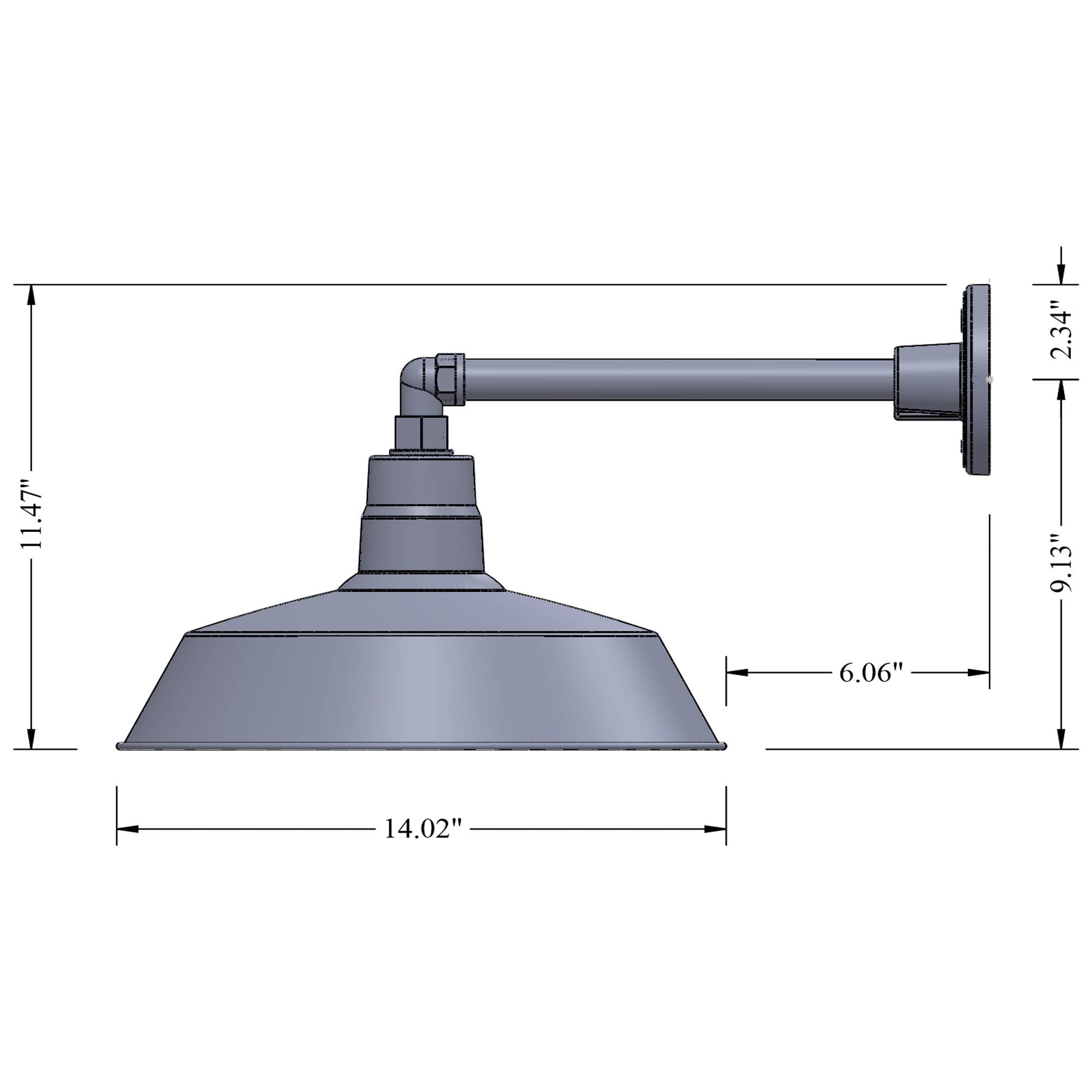 HTM LIGHTING SOLUTIONS Gooseneck Barn Light Fixture, 14in, Alloy Steel, Satin Black, 2-Pack, UL Listed, Includes 9W 900lm A19 LED