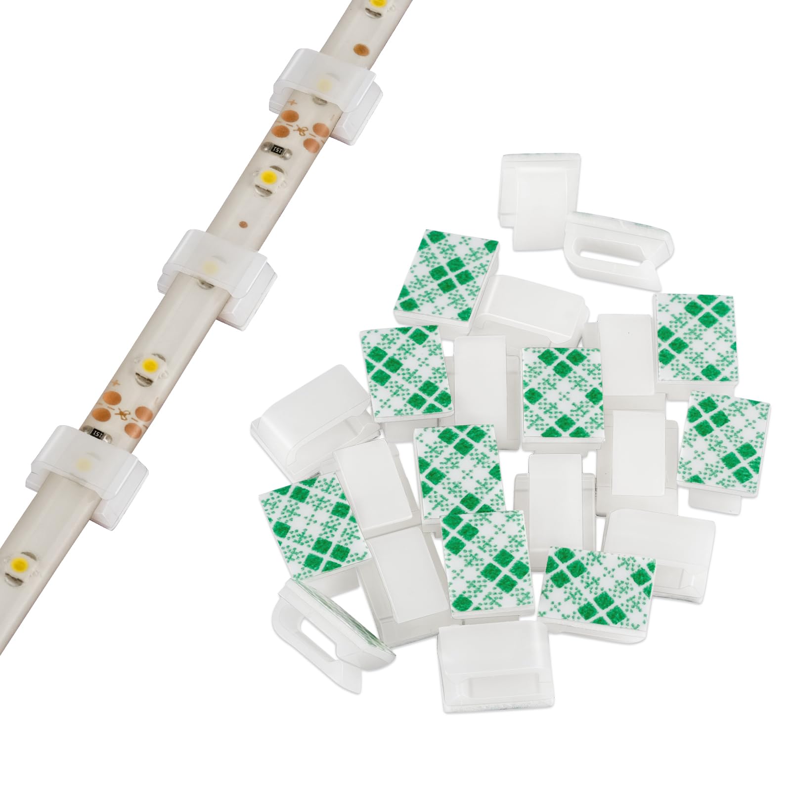 GooChan Light Band Mounting Clips Self-Adhesive Band Brackets Holder 100Pack 8mm Light Bands Fixing Clamp (for 8mm(5/16) Wide Band Light)