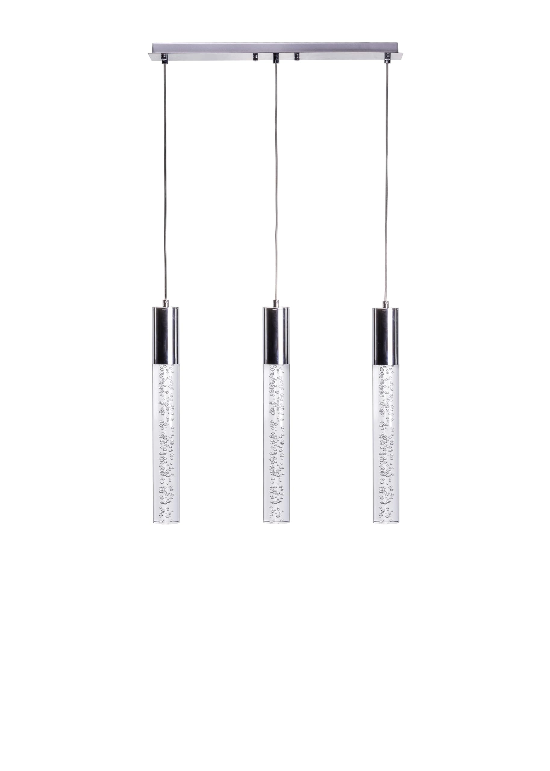 Finesse Decor Sparkling Night Cylinder Chandelier - 3 Light, Silver, Acrylic, Model FN-1260-3
