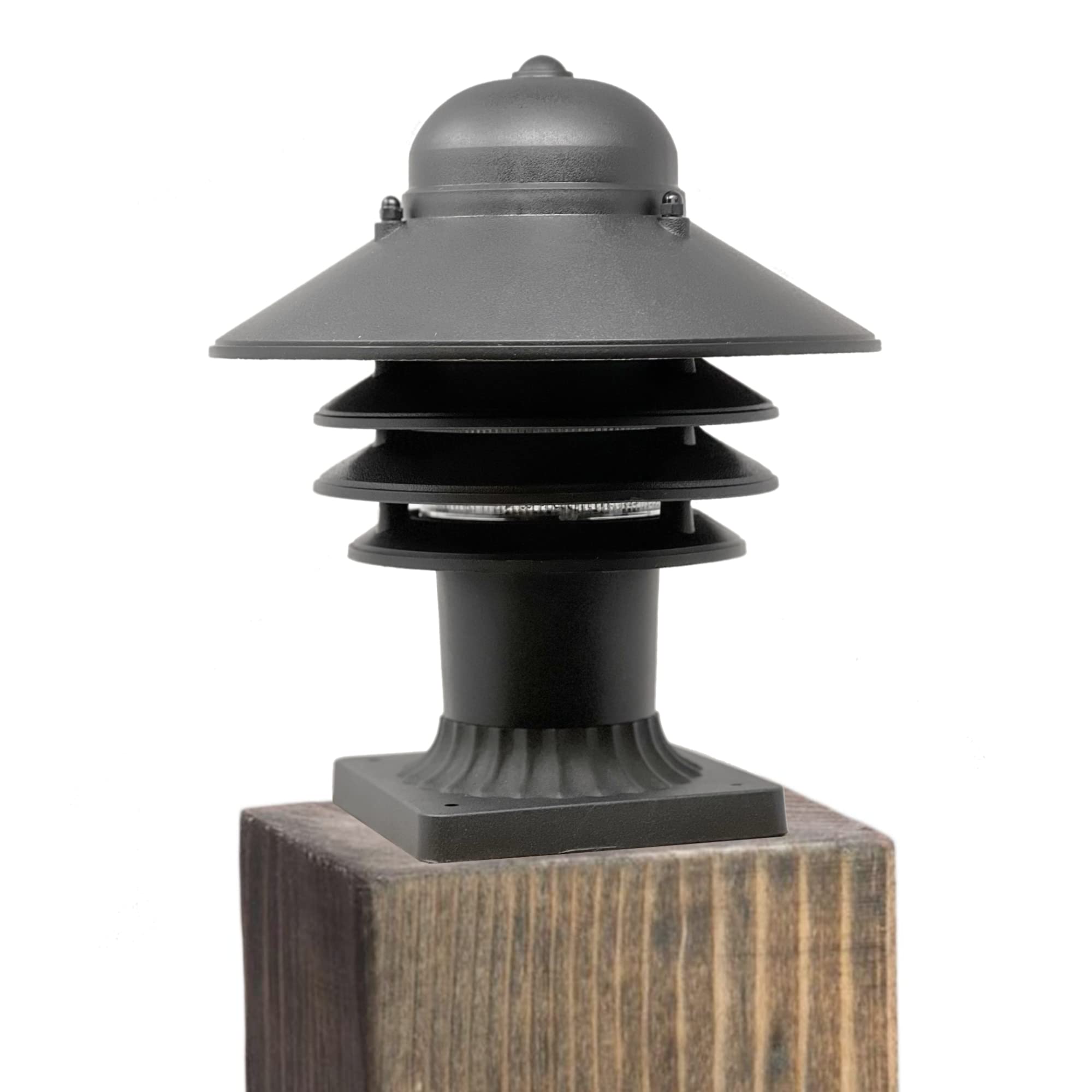 KastLite Nautical Post Walkway Lamp, 10in High, Black, Polyester, Model KL-NAUT-WW-X-B, Fits 3in Posts, UL Listed, Includes Mounting