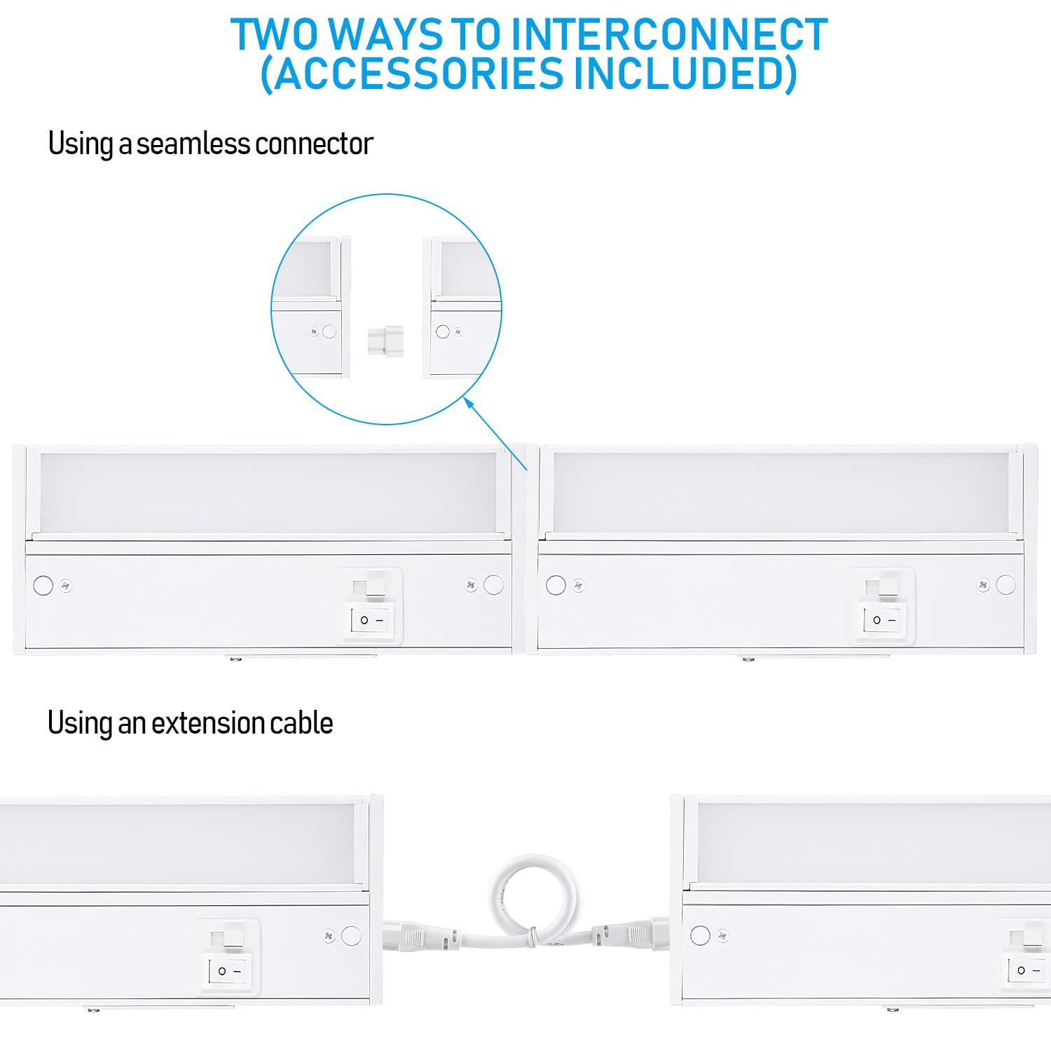 Torchstar Swivel Led Under Cabinet Lighting 3Cct, 8 Inch 6W 450Lm, Hardwired & Plug-In, 3 Color Selectable Cri90 120V, Rotatable