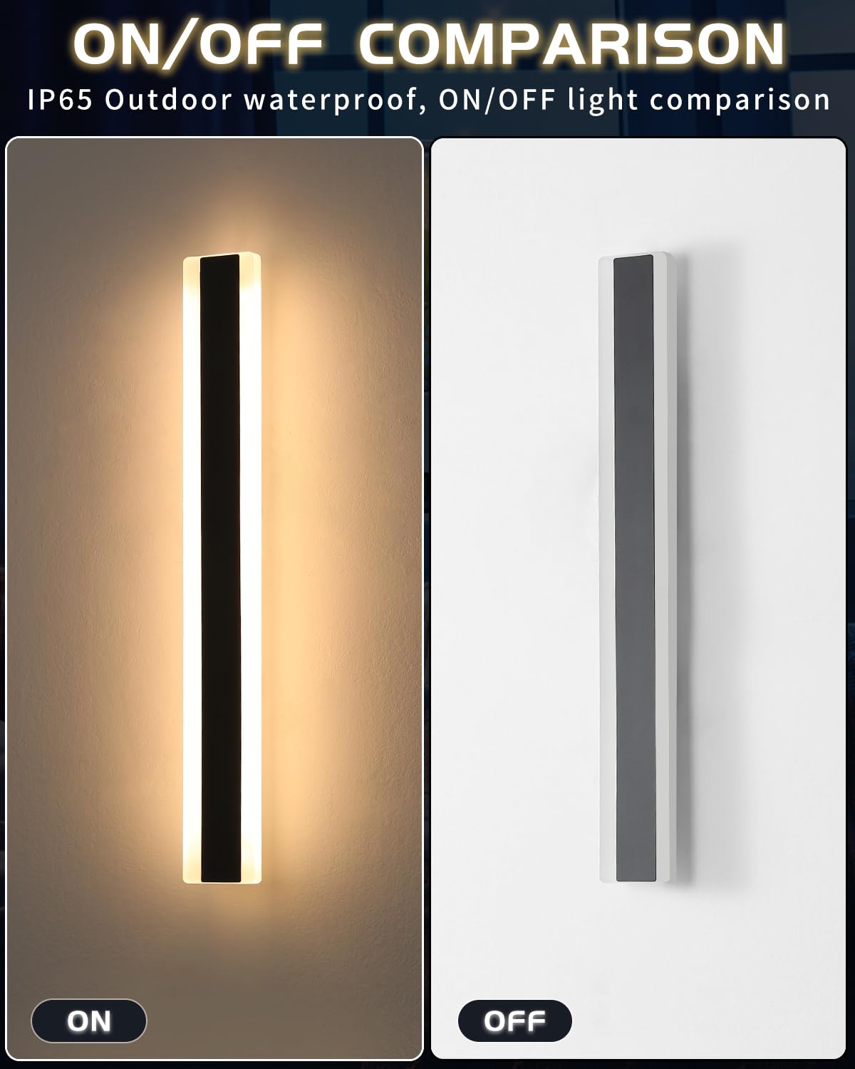 Mikeru 2Pack 47.2Inch Outdoor Wall Light Fixtures  10%-100% Dimmable Outdoor Wall Lights Exterior Front Porch Light 3000-6000K Wall Mounted Led Lighting For Basement  Shop Garage Lighting