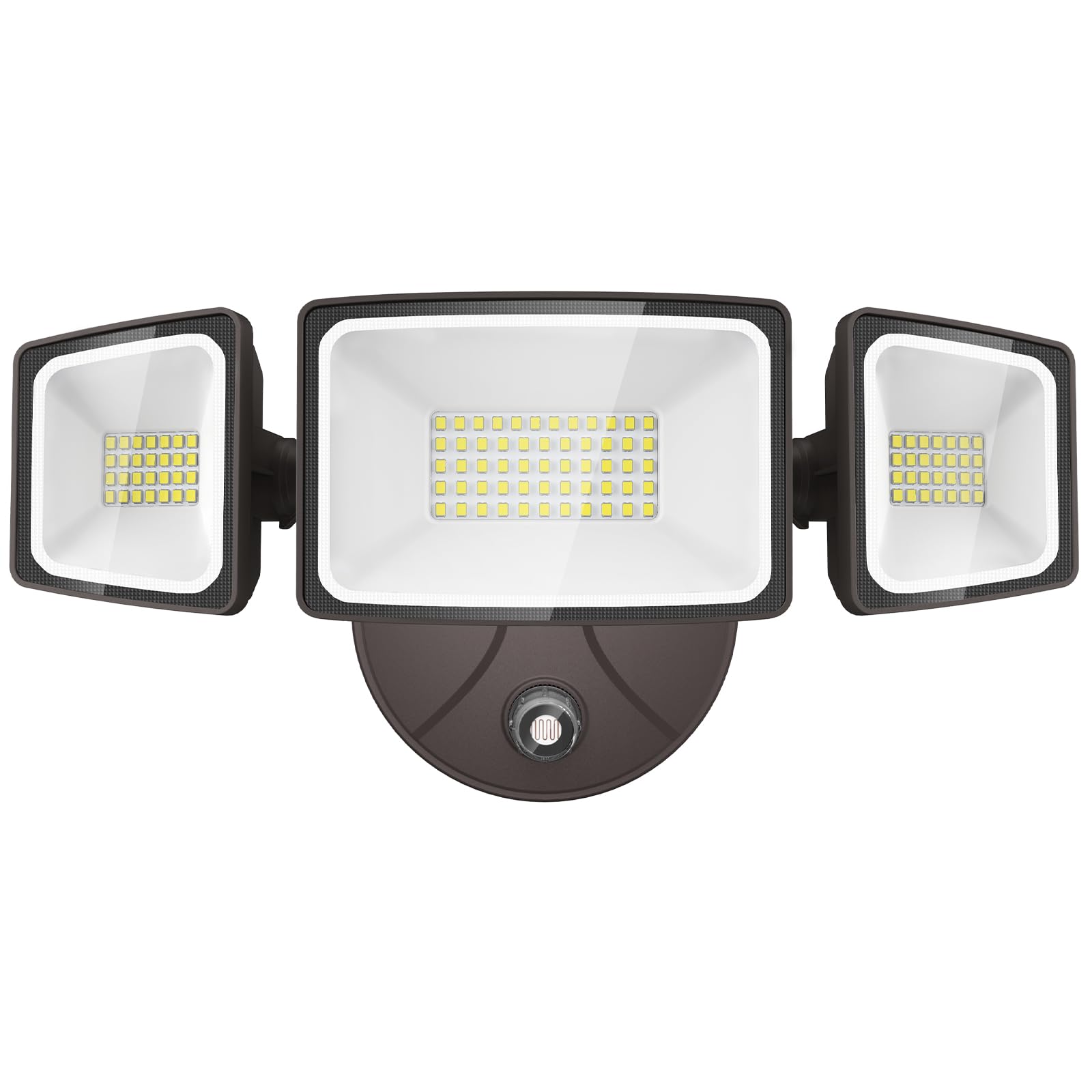 Onforu 60W LED Dusk to Dawn Security Light, 6000LM, IP65 Waterproof, 3 Adjustable Heads, 6500K, Brown, Model B60