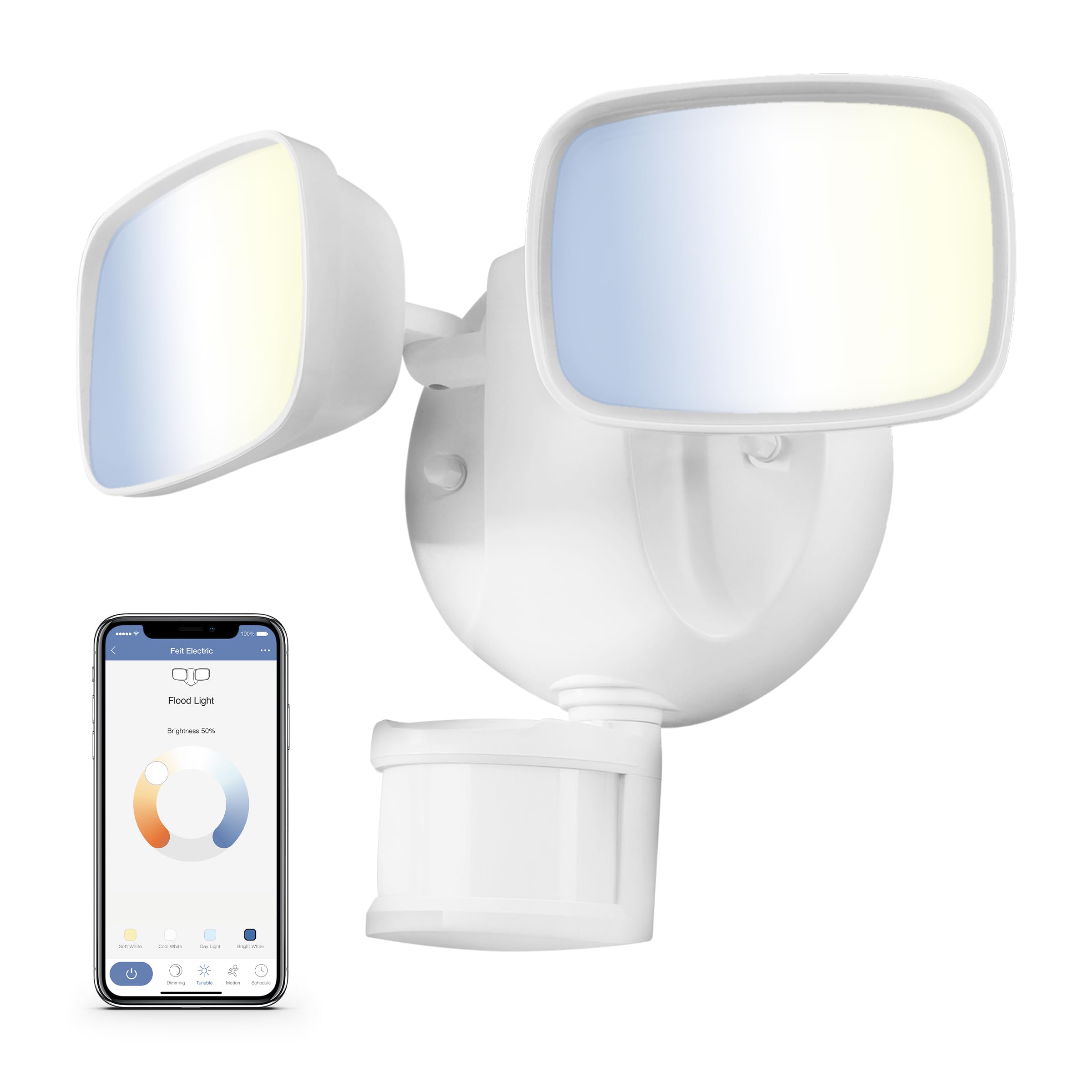 Feit Electric Smart Outdoor Flood Lights with Motion Sensor, 28W LED WiFi Security Light with Dusk to Dawn Compatible with Alexa