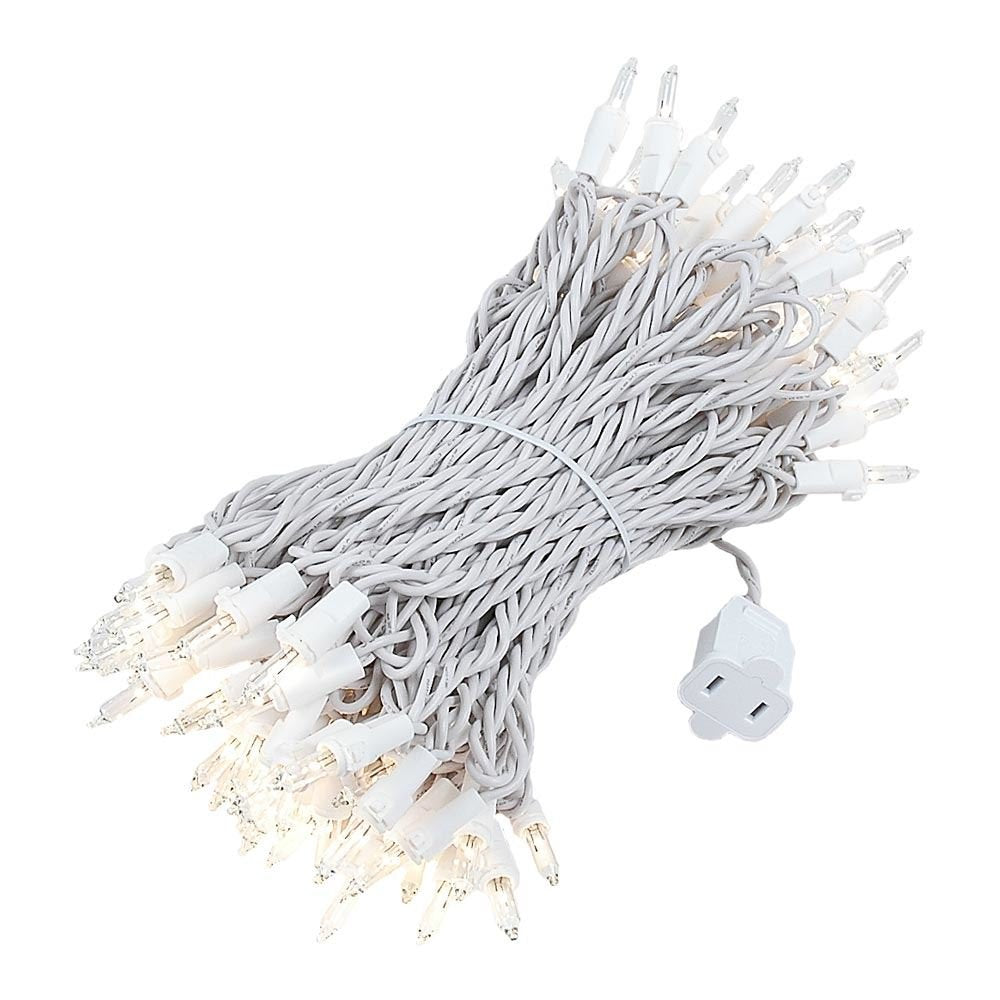 Novelty Lights 100 Light Mini String Light Set, UL Listed, 50 Long, Clear, White Wire, Model MRD-25B-4