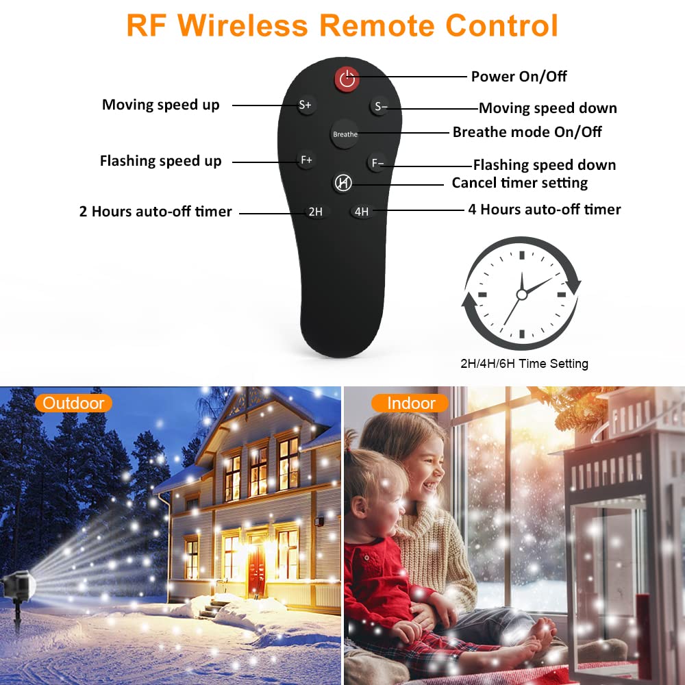 ARGIGU Snowfall Christmas Light Projector, Remote Control, Rotating, Black, Model WL-602W, Indoor/Outdoor Use