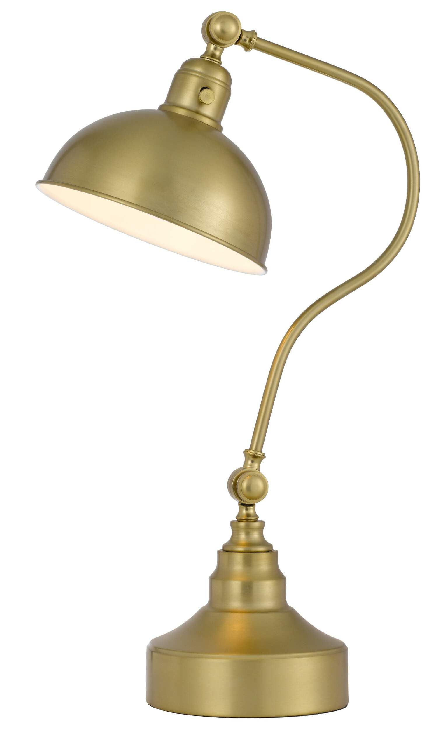 Homeroots 25 In. Metal Desk Table Lamp With Antiqued Brass Dome Shade, Model 524725