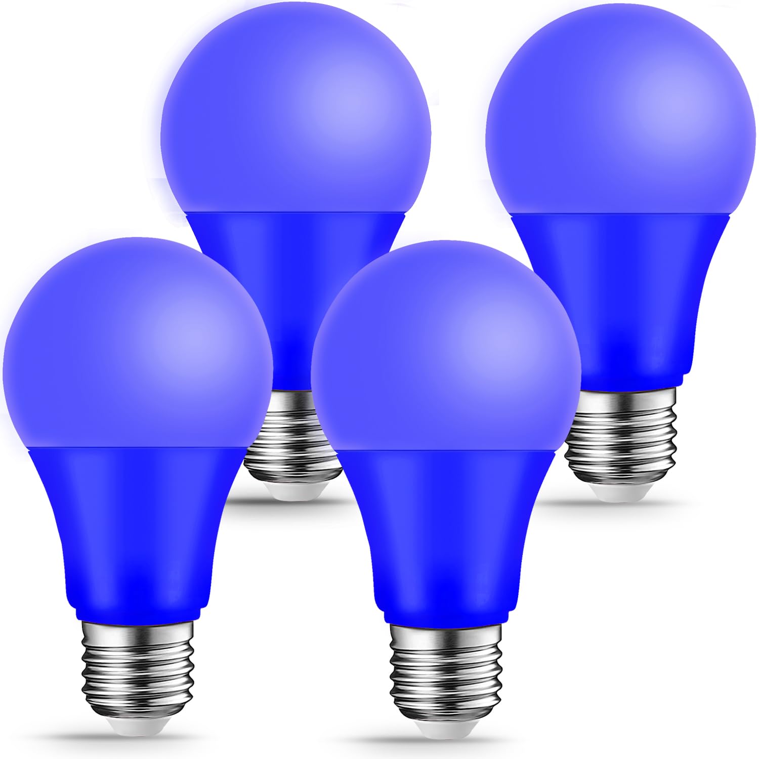 Kqhben Blue Light Bulbs - [ 4 Pack ] - 9W(60W Equivalent) E26 Base Led Colored Light Bulb For Festivals Party Christmas Bar Even