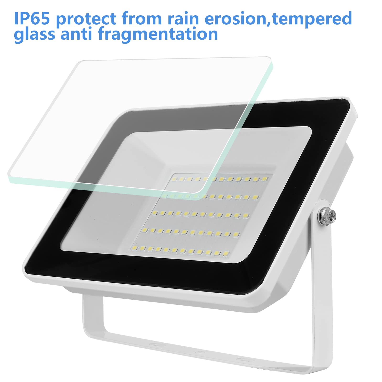 Ufond 5000Lm Led Flood Light, 50W Waterproof Adjustable Security Lights (2 Pack) - White