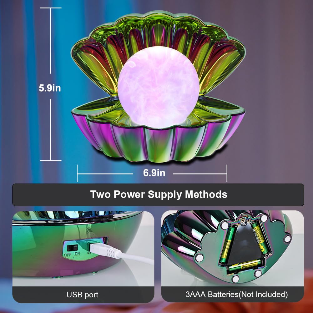 LKUA Night Light, RGB 8 Colors Changing Clamshell Lamp, Portable LED, Electroplating Colorful, Model LK-P