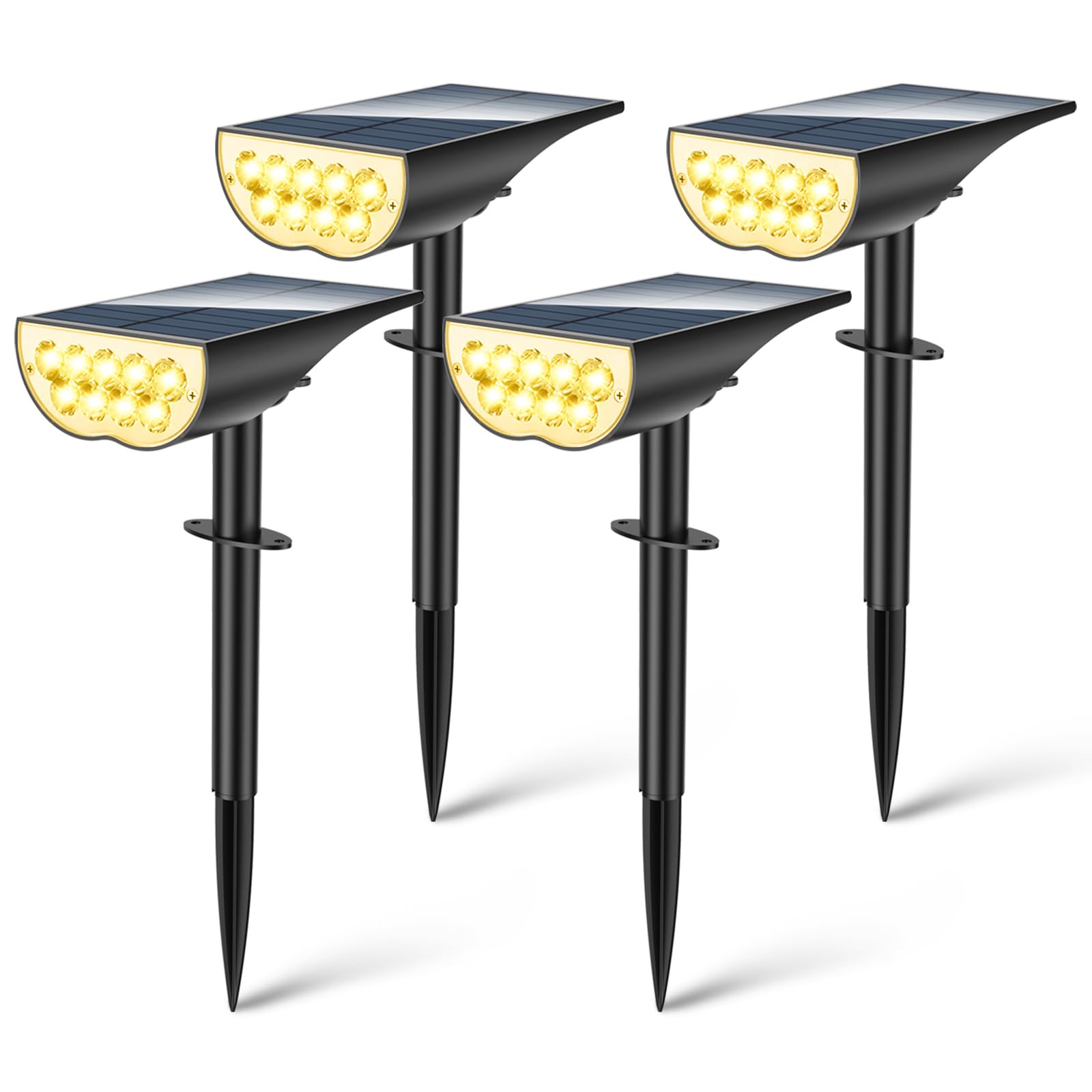 BAXIA TECHNOLOGY Solar Spot Lights Outdoor Waterproof, 3 Lighting Modes, IP65, 4 Pack, Warm White