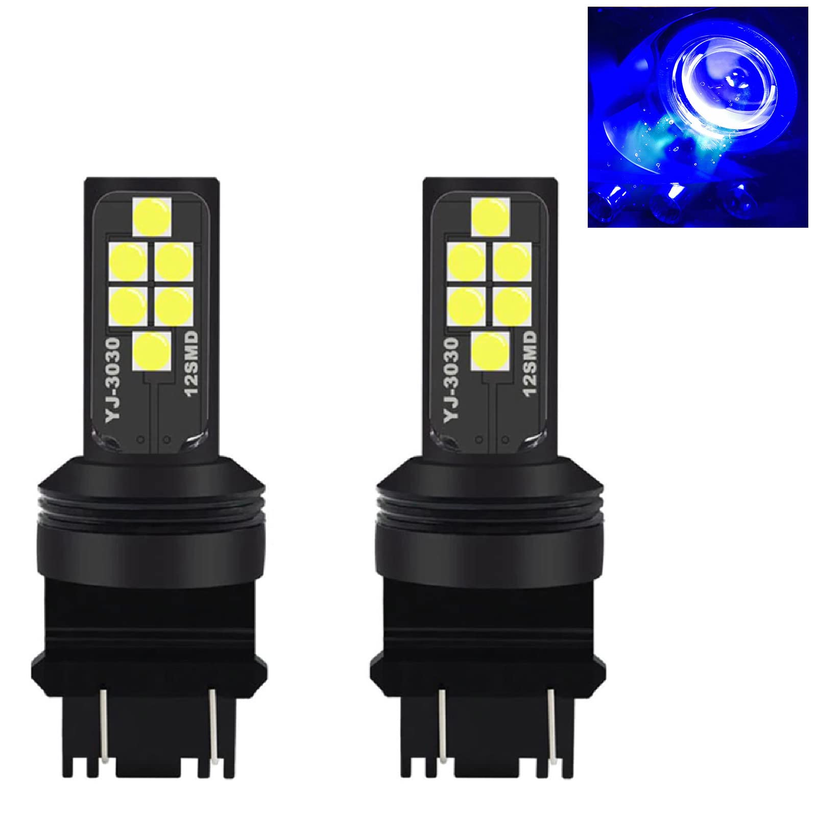 SOCAL-LED LIGHTING Blue LED Turn Signal Bulb 3156 3157, Pack of 2, Aluminum, Dark Blue