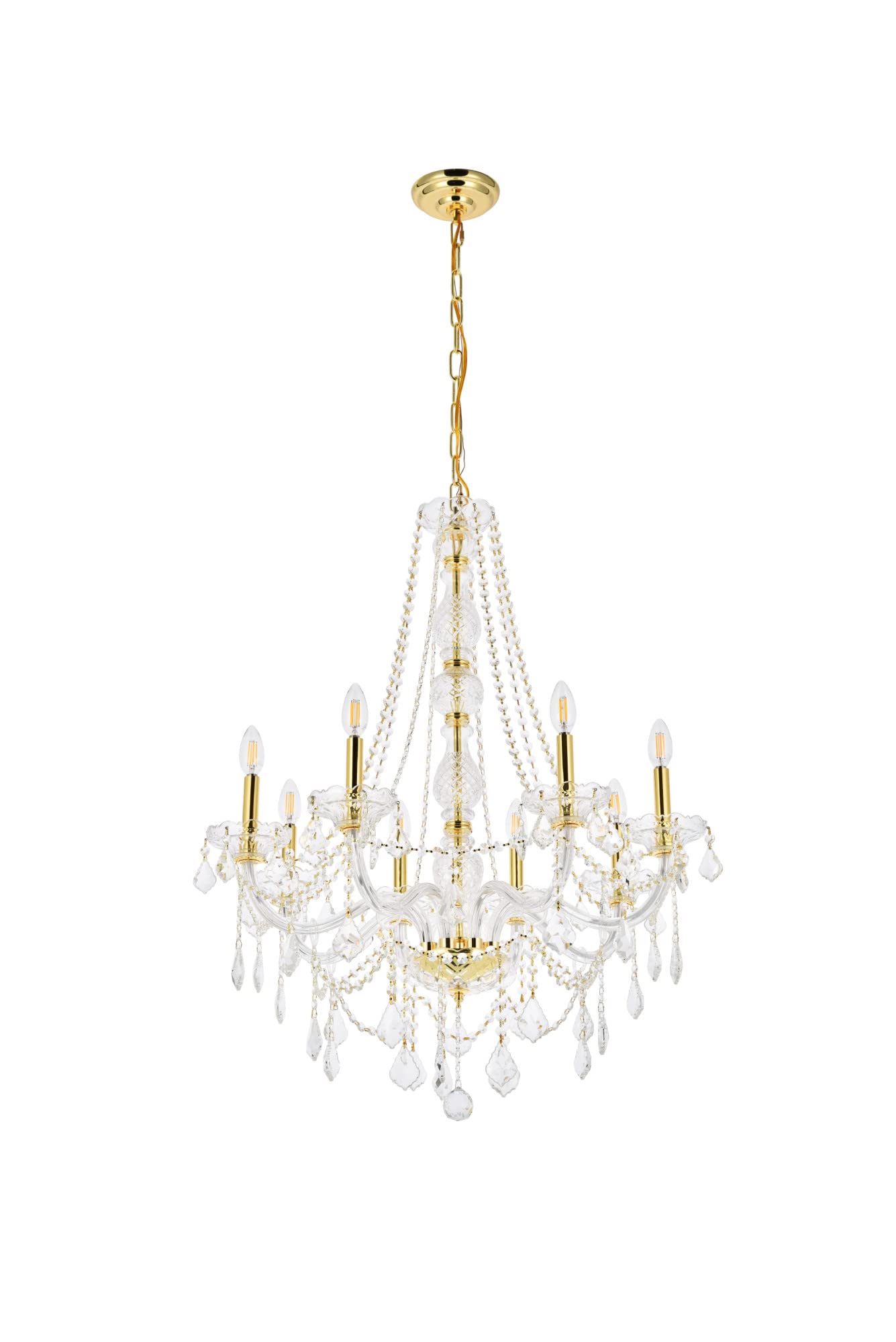 Elegant Furniture Verona 8 Light Gold Chandelier Clear Royal Cut Crystal