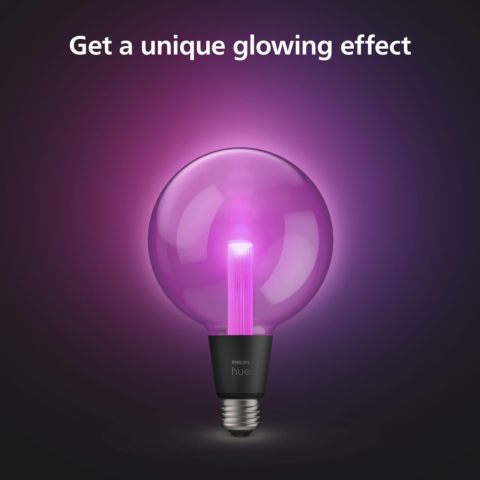 Philips Hue G40 Large Globe Smart LED Bulb - Handblown Glass, Color Changing, Bluetooth & Hue Bridge Compatible, White, Model 577437