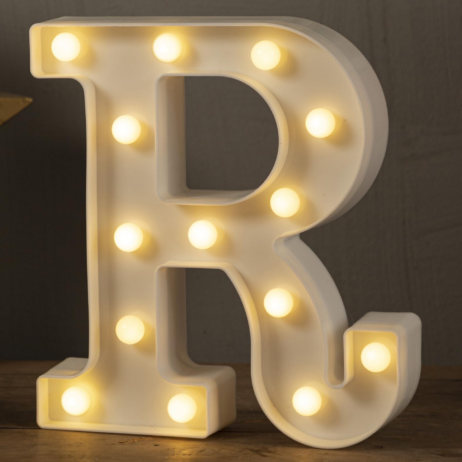 HXWEIYE LED Marquee Letters Sign R, Warm White Light Up Alphabet & Numbers 0-9 for Party, Home, Wedding Décor