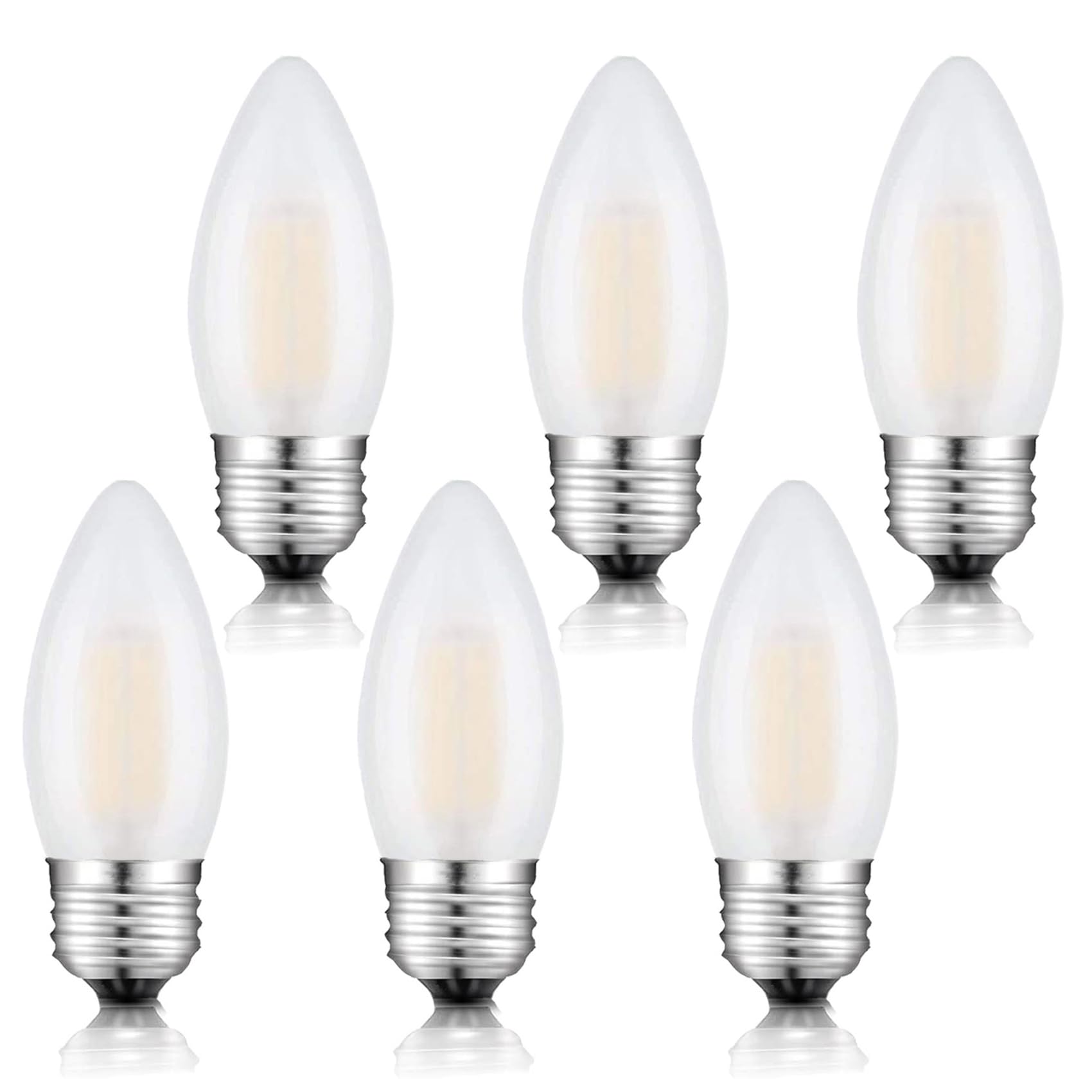 Beonllay Dimmable 60 Watt Equivalent B11 Led Filament Bulb E26 Candelabra Medium Base 2700K Warm White, Chandelier Decorative Ca