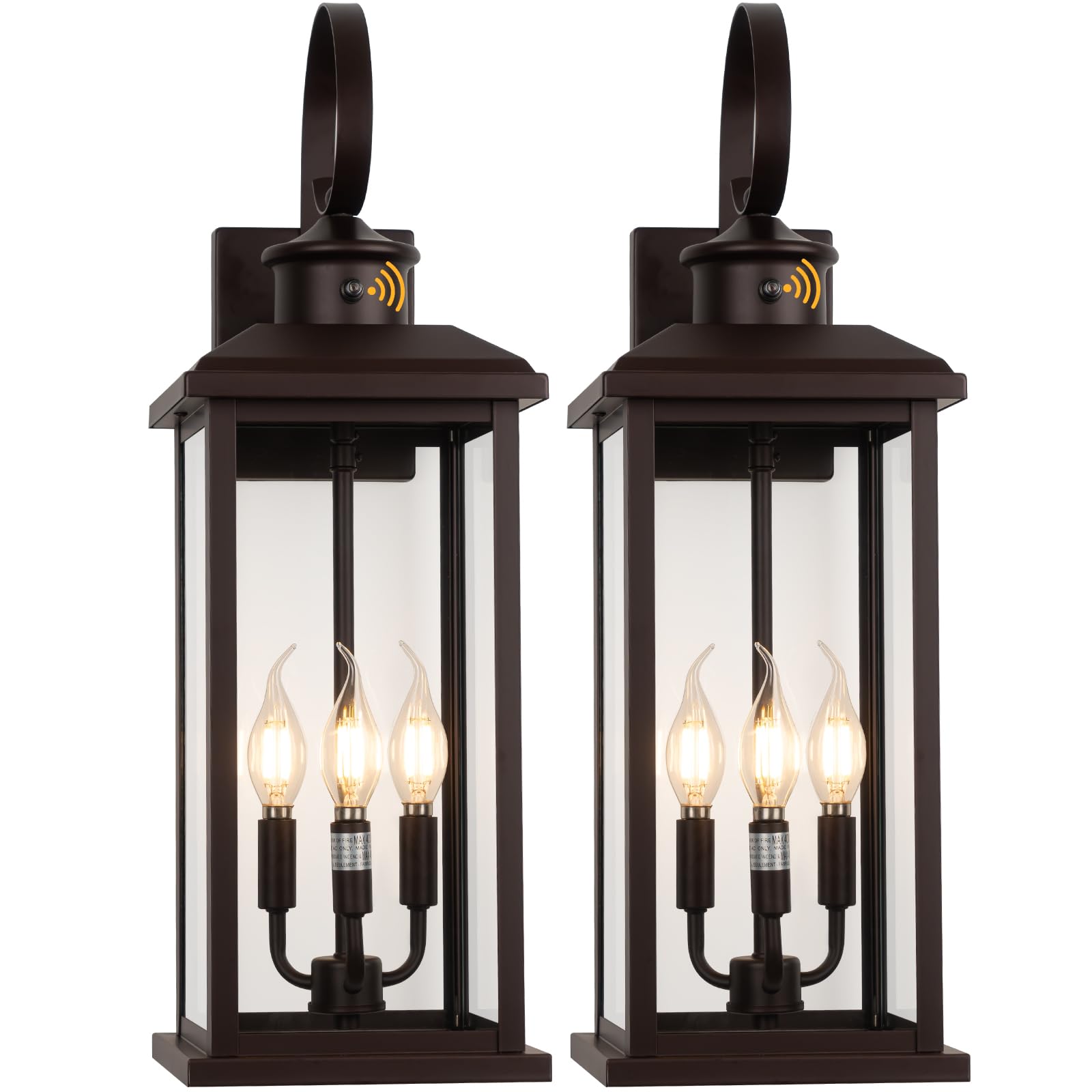 Siafavoi 2Pack Dusk To Dawn Outdoor Wall Light Fixture  24In Bronze Large 3-Light Modern Porch Lantern  Waterproof Exterior Lighting Sconce Wall Mount  Outside Lamp For House Garage Patio E12 Base