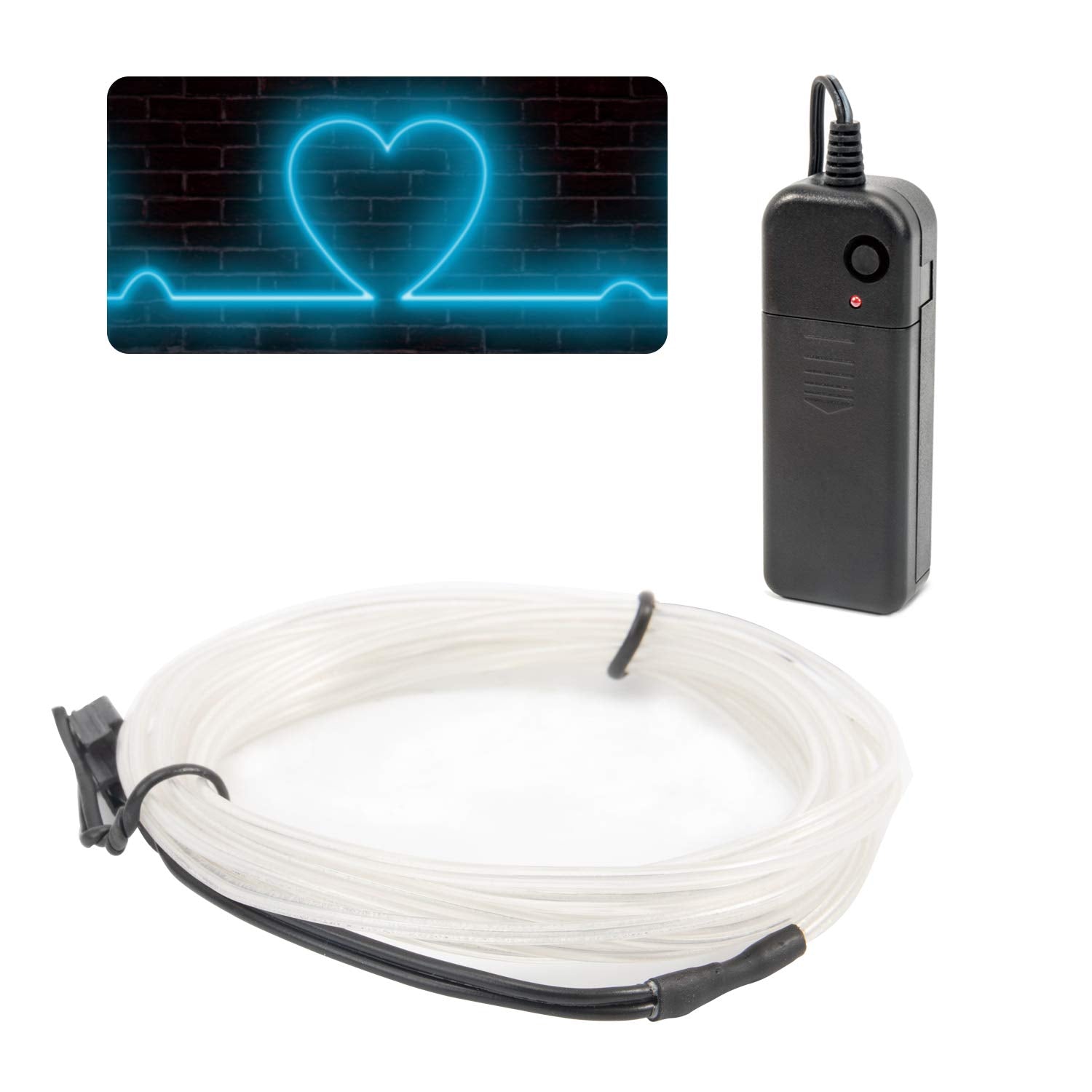 Jiguoor El Wire Battery Pack 9.8Ft / 3M Bright Neon Light Strip 360° Illumination Neon Tube Rope Lights For Diy, Festival, Party Decoration, Pub, Halloween, Chrismas (9.8Ft / 3M , Light Green)