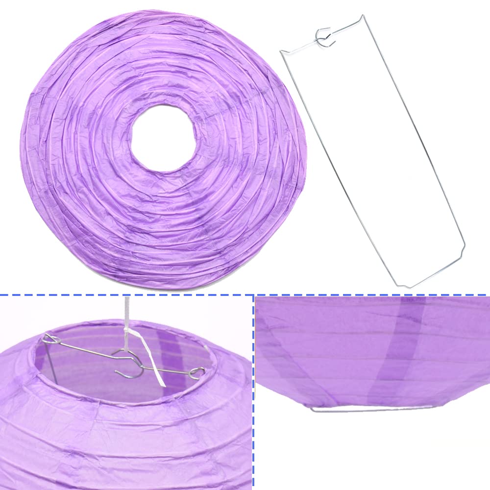 Hocansen 3Pcs Paper Lanterns Decorative Round Chinese Paper Lanterns For Birthday Halloween Wedding Baby Bridal Shower Home Decor Party Decoration (12In/Light Purple)