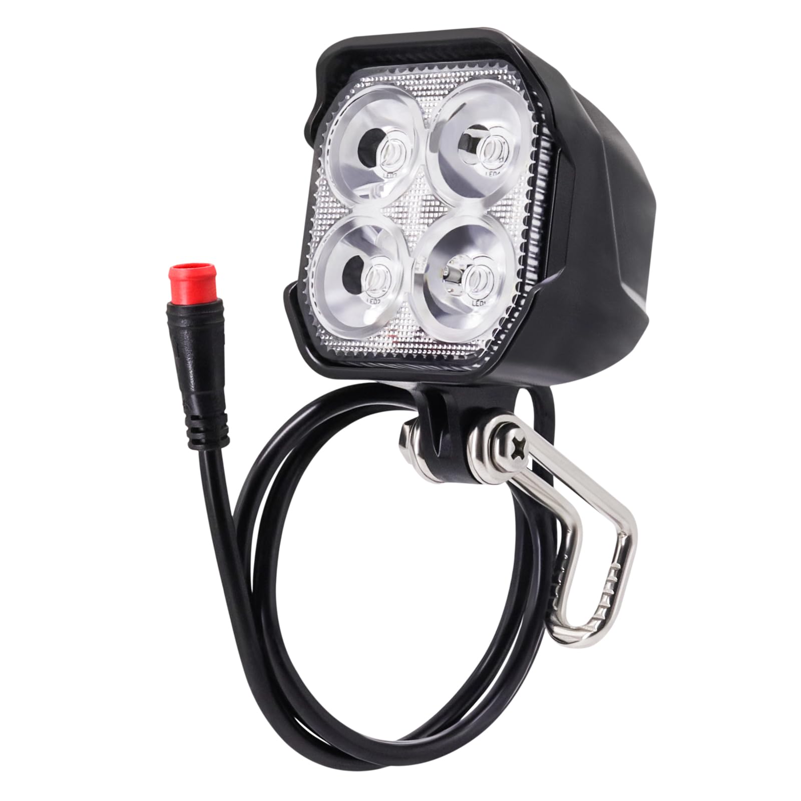 Electric Bicycle Headlight  4Pcs LED 400 Lumens  24V 36V 48V Compatible  Waterproof 2 Pin Connector  Ebike Front Light for Night Riding