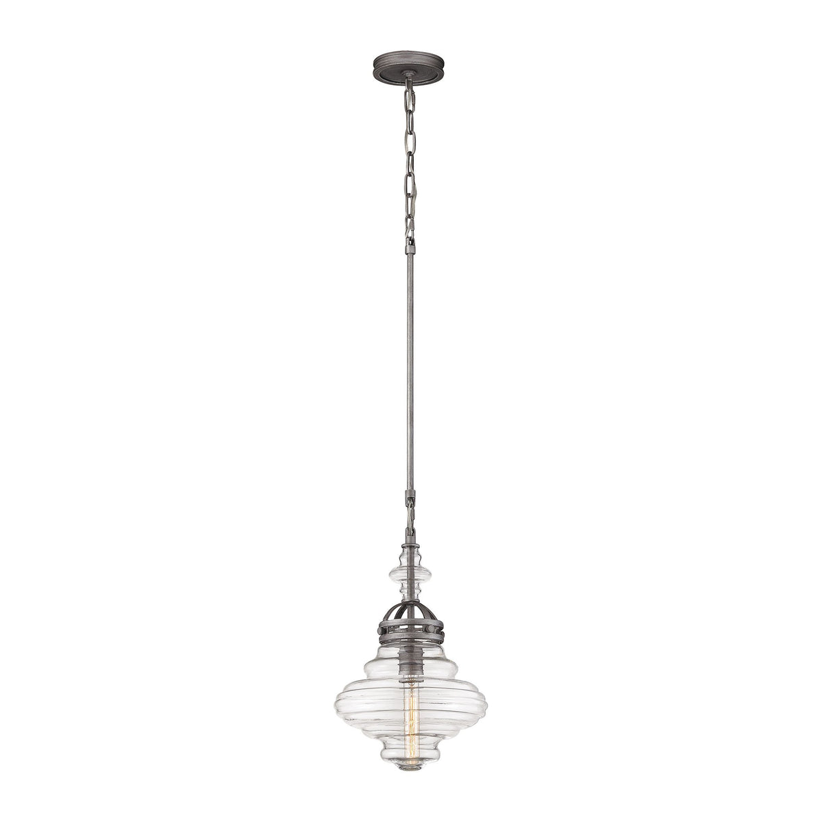 Elk Home 66168/1 Gramercy 11&quot; Wide Gray Metal Mini Pendant Light In Weathered Zinc