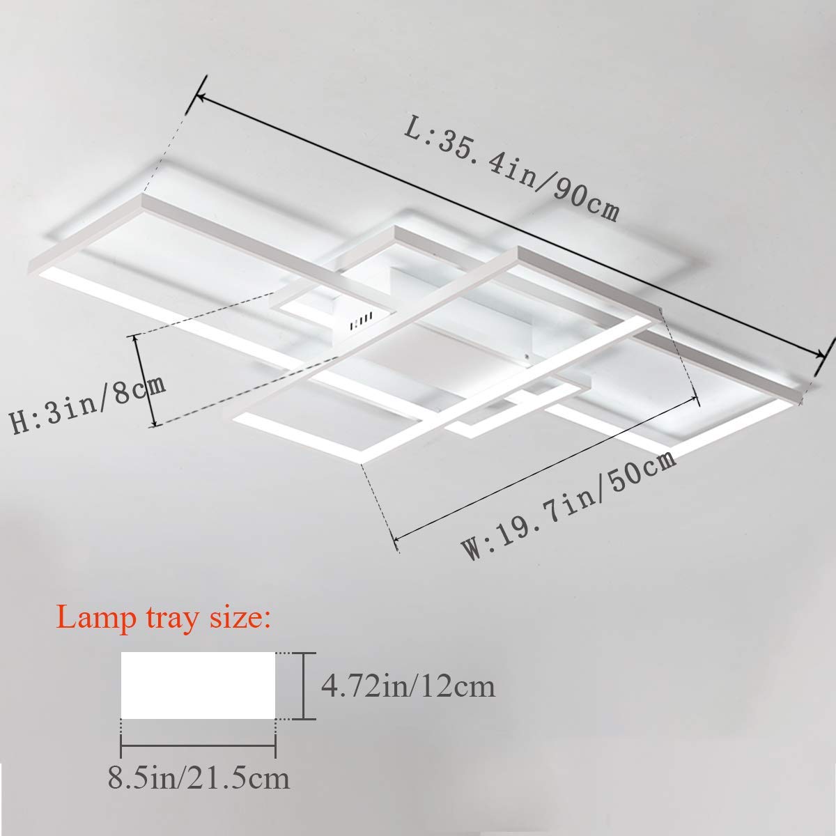 Jaycomey Modern LED Ceiling Light 75W 6000K Flush Mount Fixture White SFM-17025-S