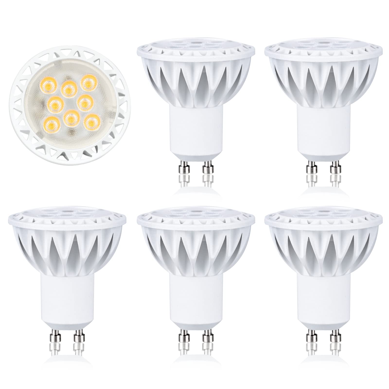 LEDBEFINE GU10 LED Bulb 2700K Soft White 50W Halogen Equivalent, Dimmable GU10 Spotlight Bulb for Track Light Bulb, Pack of 6