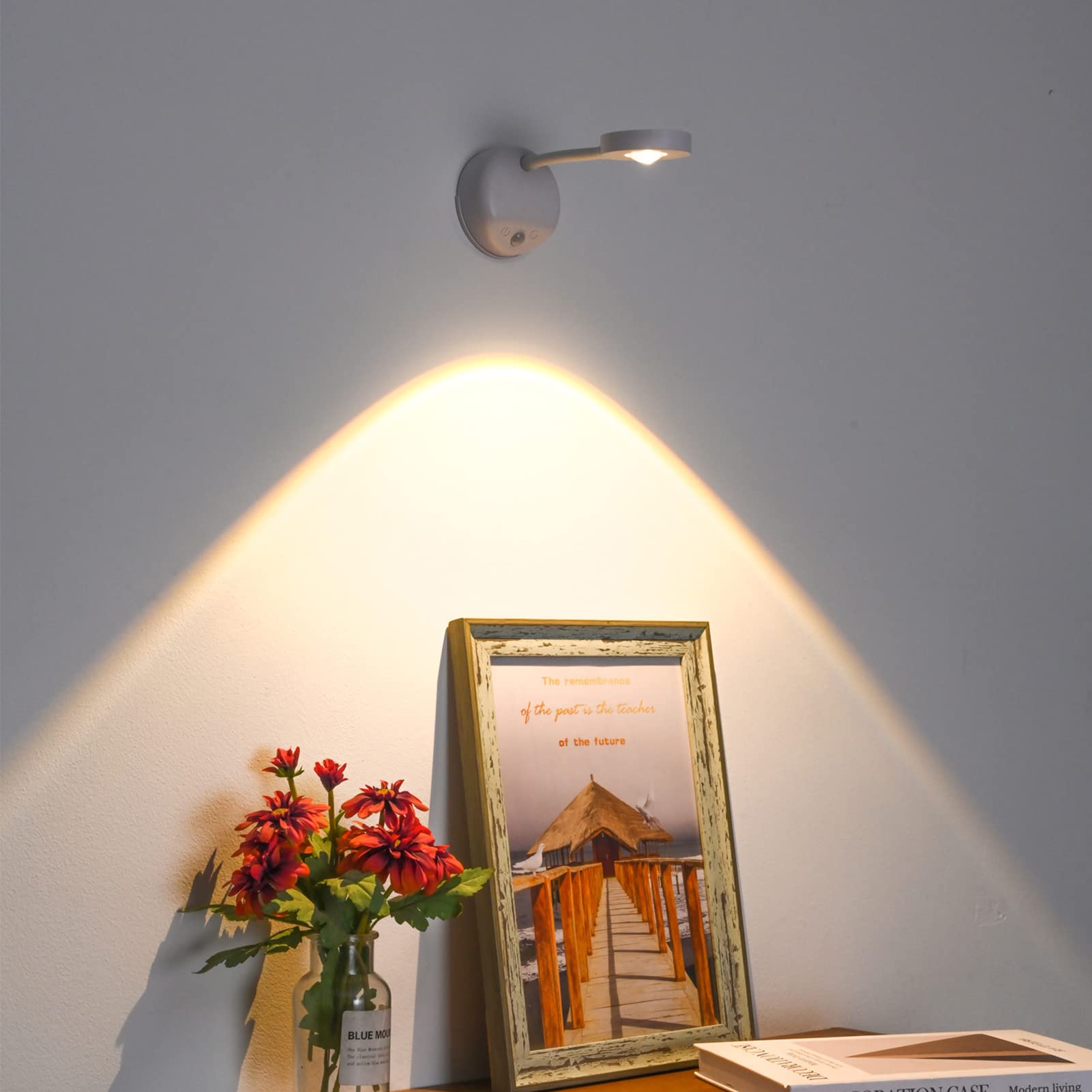 Yuewilai Wireless Picture Light Battery Operated Set Of 2, Painting Light With Motion Sensor And Rotatable Light Tube, Stepless Dimming Art Display Light For Picture Frame