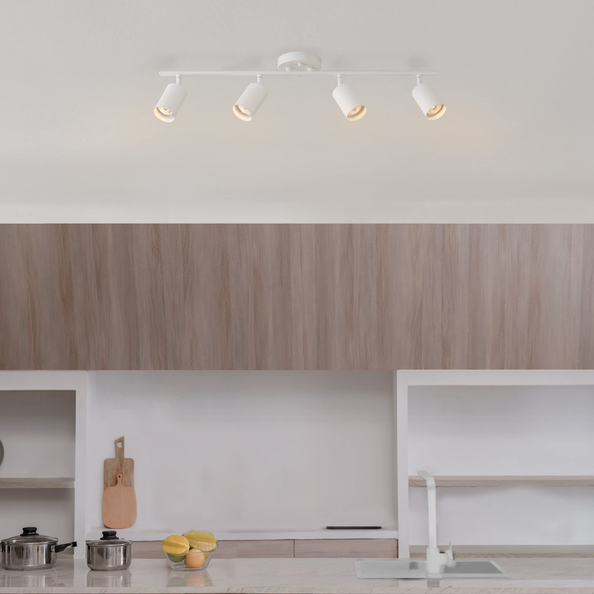 Globe Electric Pratt 4-Light Track Lighting, Matte White, Bulb Not Included