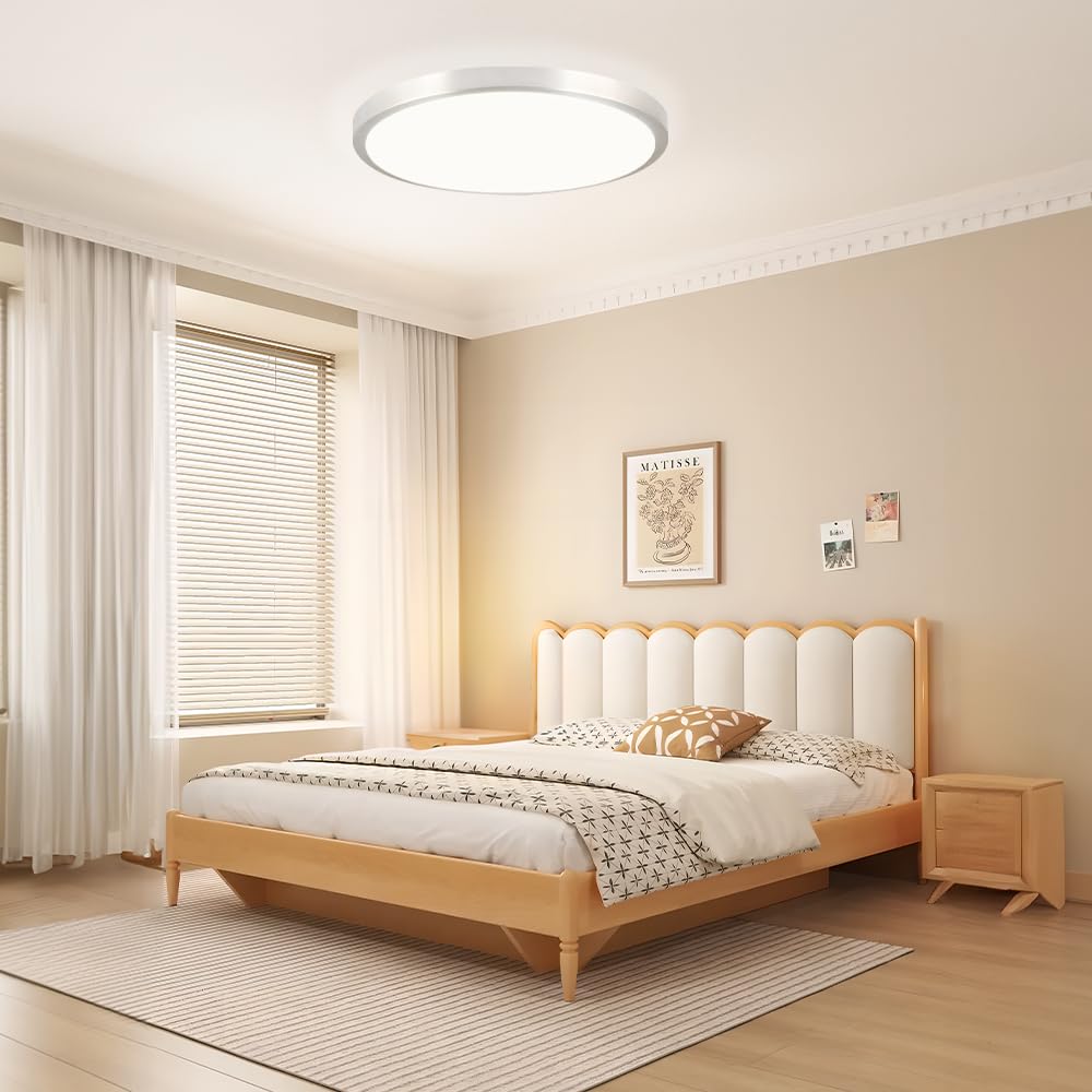 BABLOOM LED Flush Mount Ceiling Light Fixture, Dimmable 24W, 2500LM, 3000K-6500K, 13 Inch, White, Model MX2736