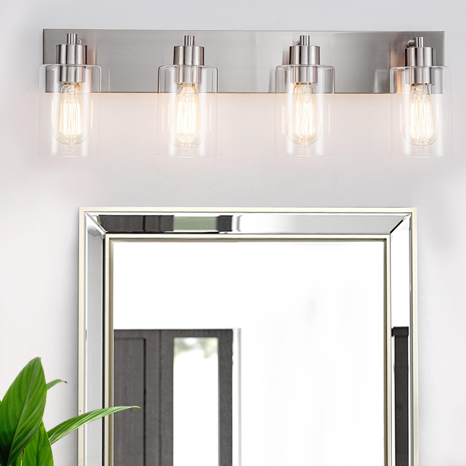 Chosenior 4-Light Bathroom Vanity Light Fixture, Brushed Nickel, Metal, Modern Design for Kitchen, Bedroom, Living Room