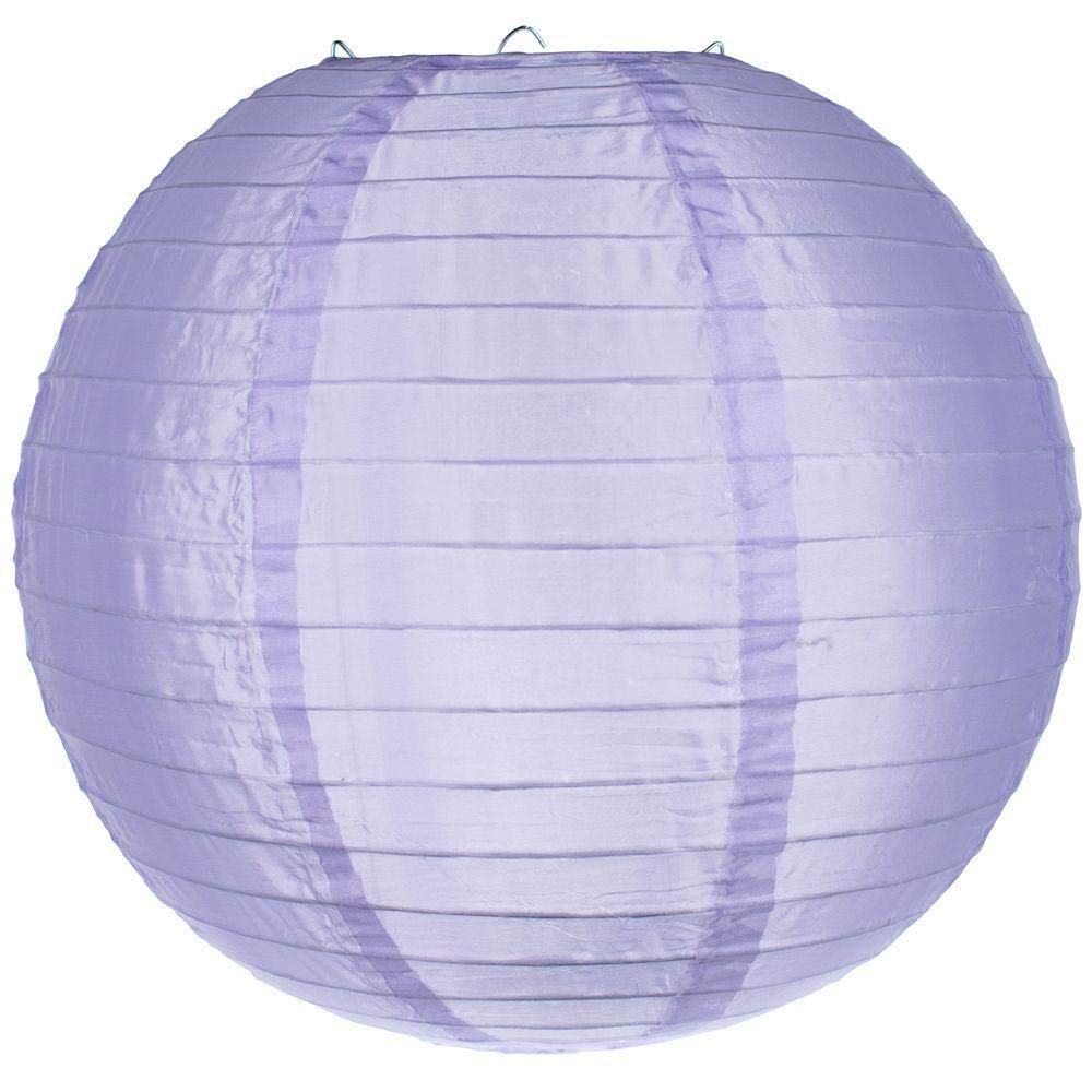 Quasimoon Paperlanternstore.Com 4 Inch Light Purple Round Nylon Lanterns, Even Ribbing, Hanging (10-Pack) Decoration