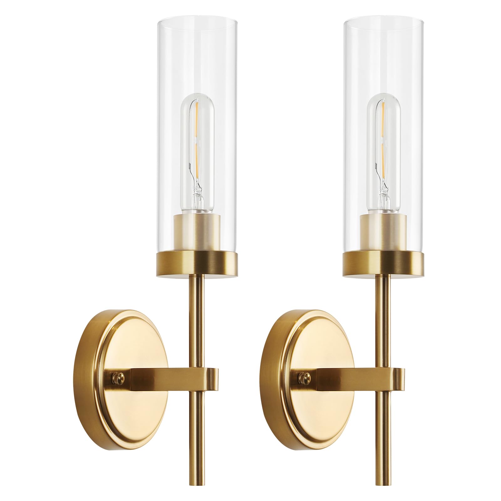 Wilon Gold Wall Sconces Set Of 2, Vanity Lights For Bathroom Sconces Wall Lighting With Clear Glass Shades, Vintage Antique Bras