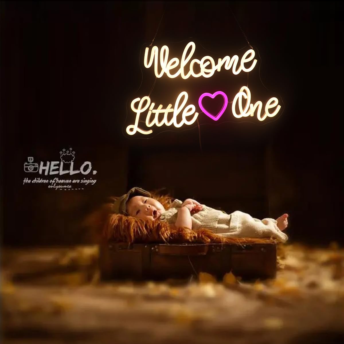 Nordstylee Neon Welcome Baby Sign, Acrylic, Warm White, Model NRLT240701005, Gender Reveal Party Decoration