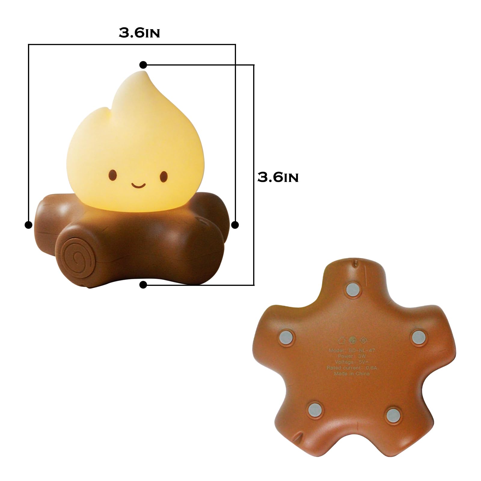 HPYDIY Cute compatible with Campfire Lamp, Rechargeable Night Light, Flickering Mode, Small Bonfire-Basic, Silicone, Model YD
