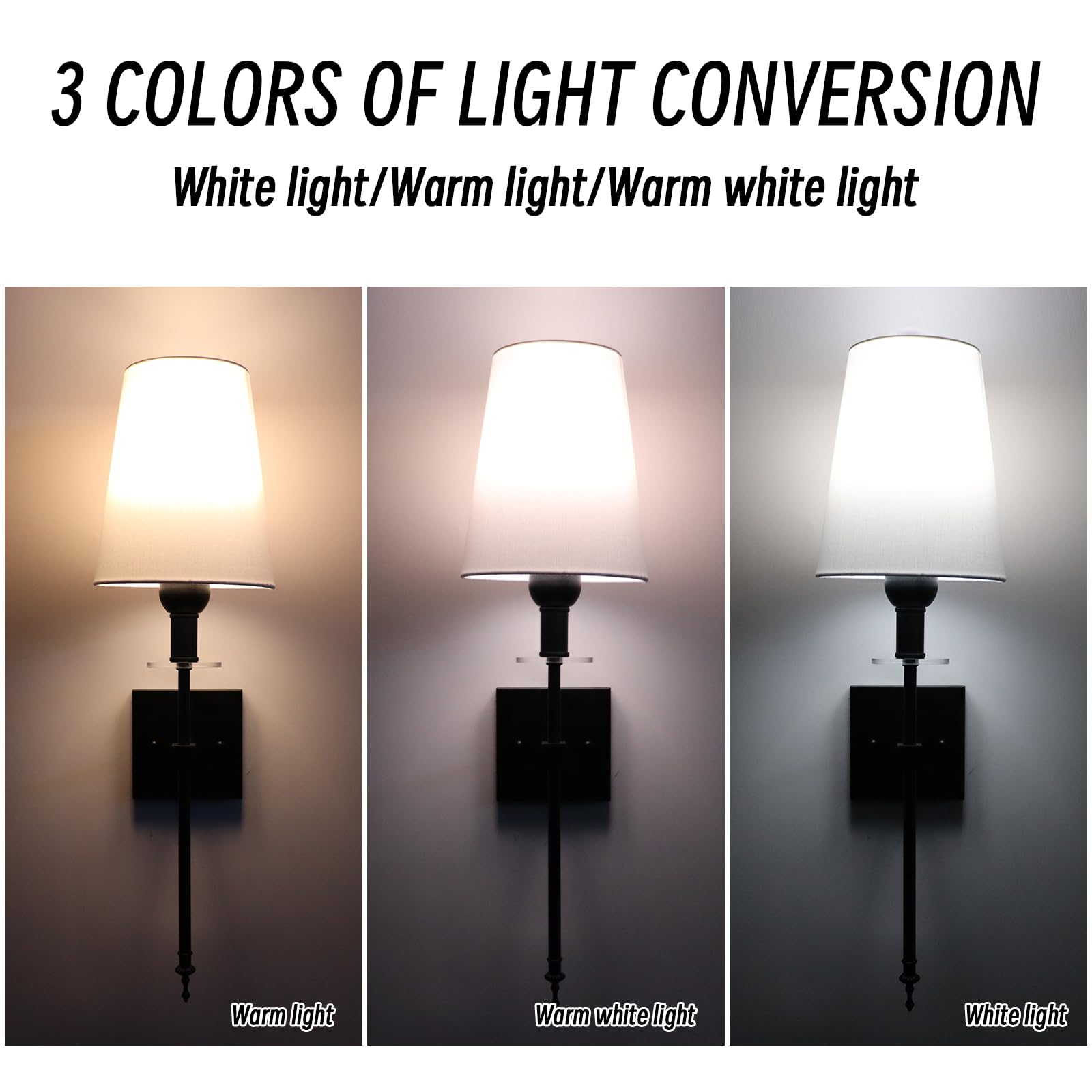 TOOTOO STAR Battery Operated Wall Sconce Set, Dimmable, Metal, Black, 6.7inL x 8inW x 23inH, Model RT015-c02,
