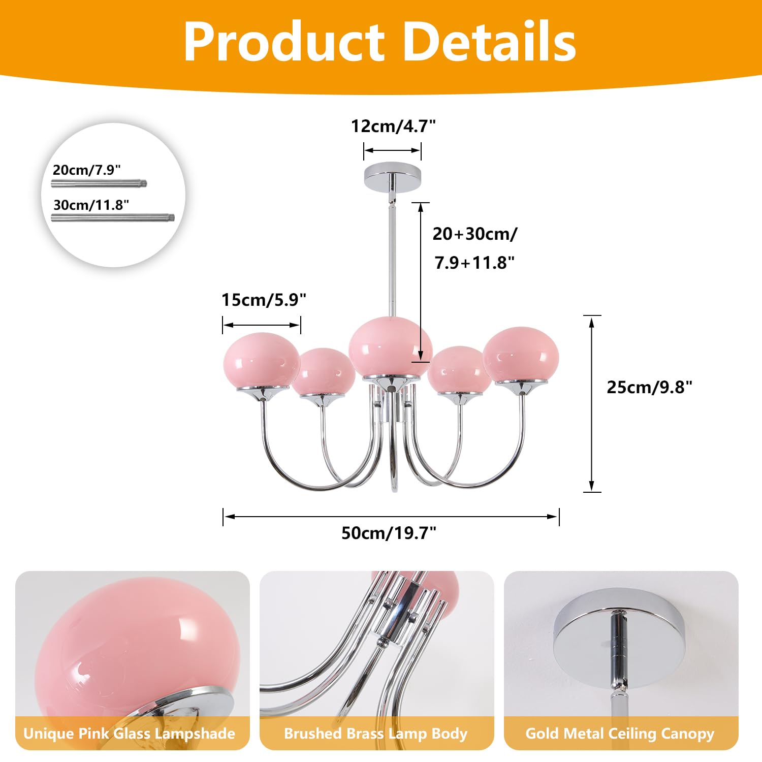 Bokt Mid Century Modern 5 Light Glass Globe Chandelier Sputnik Chandelier Nordic Vintage Pink Dining Room Sputnik Pendant Lights Kitchen Island Dining Room Chrome Ball Chandelier