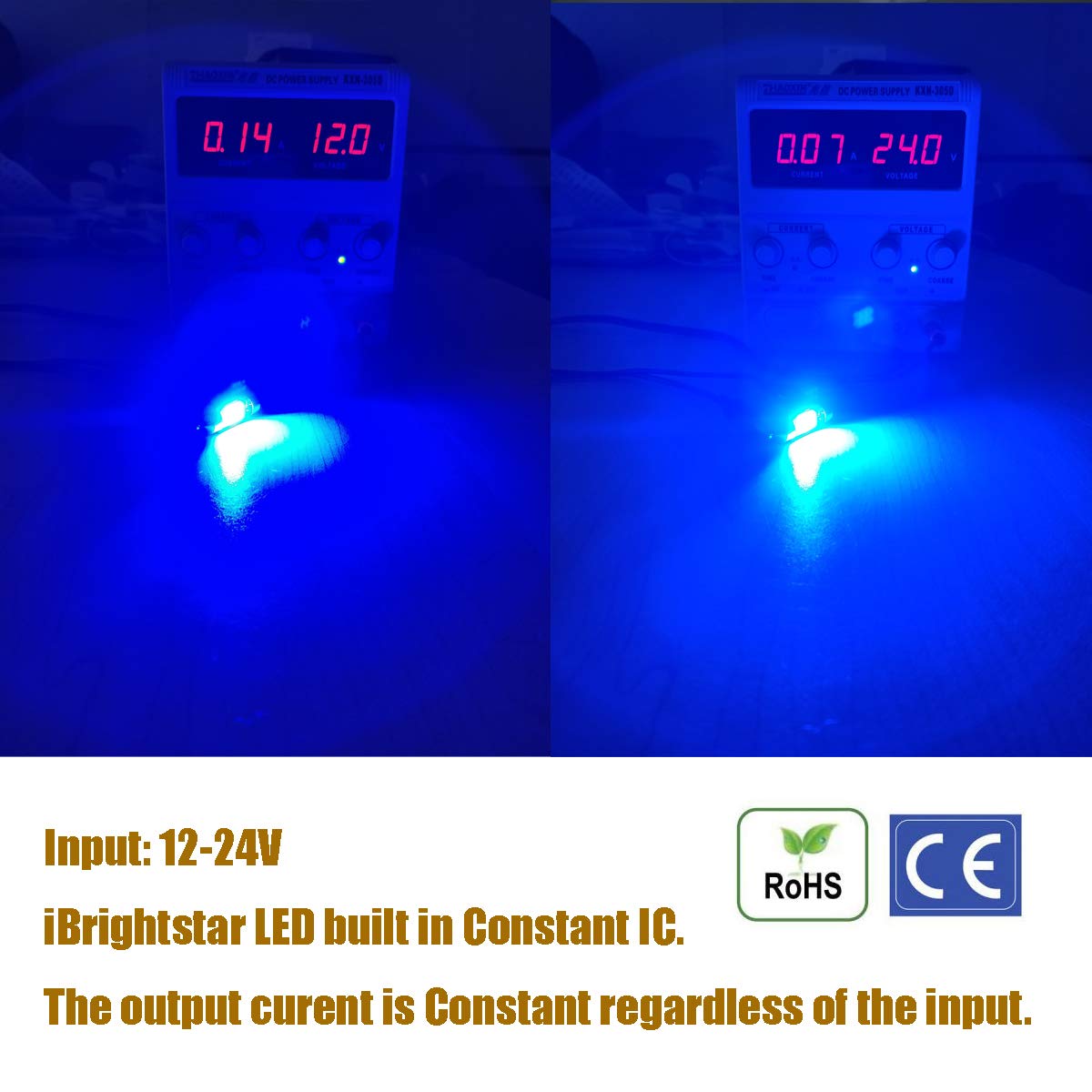 iBrightstar 211-2 212-2 578 Festoon LED Bulbs, 41mm, Blue, Error Free for Interior Dome & License Plate Lights