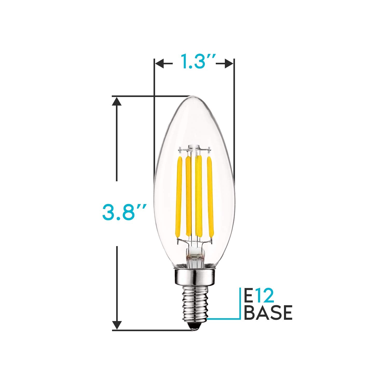 LUXRITE Vintage LED Candelabra Bulbs, 5W, 550 Lumens, Dimmable, Clear Glass, E12 Base, 4000K Cool White, 6