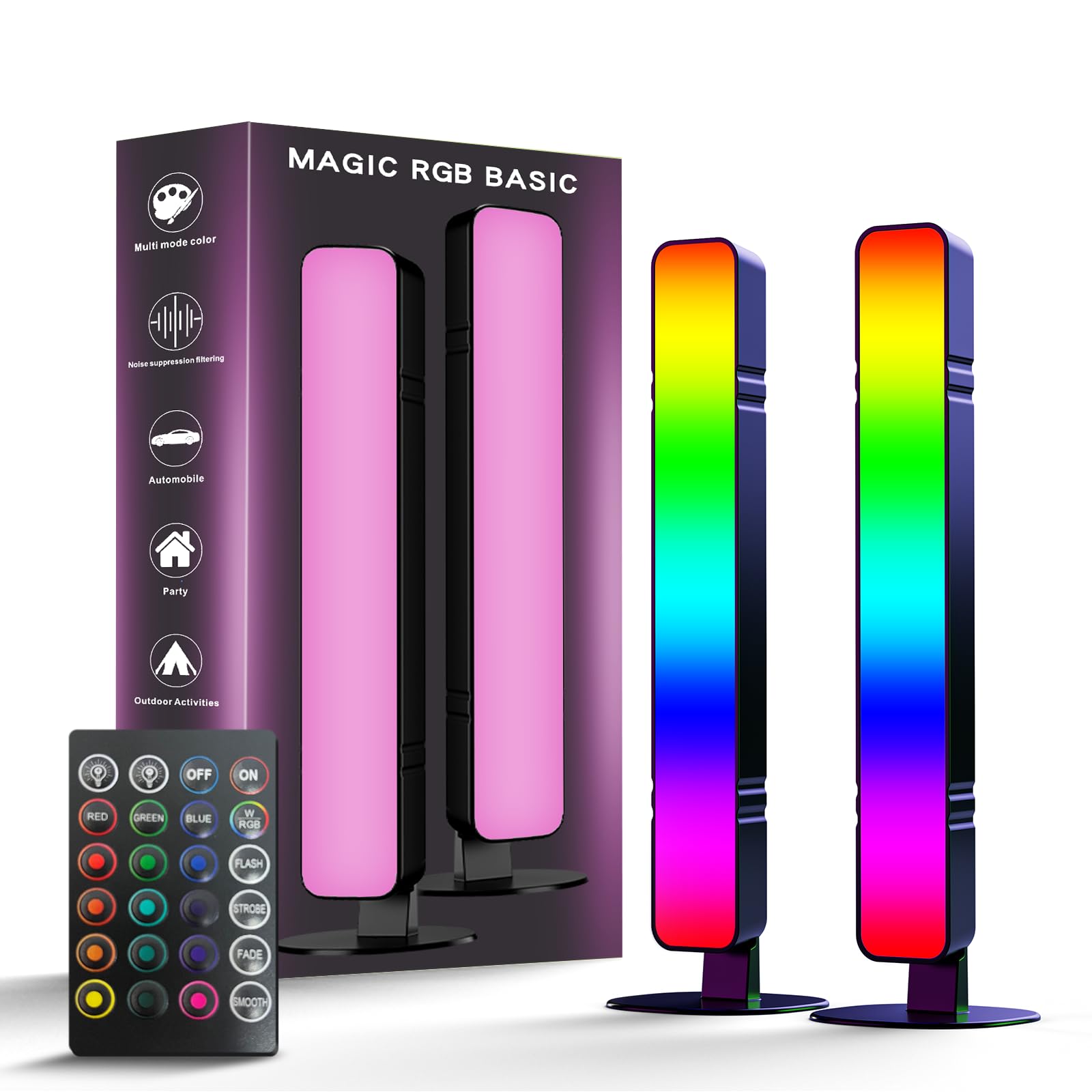 MICTUL LED Light Bar, Music Sync RGB Light Bar, USB Ambient Lamp, Color Changing Gaming TV Backlight with Remote Control, 15 Dyn